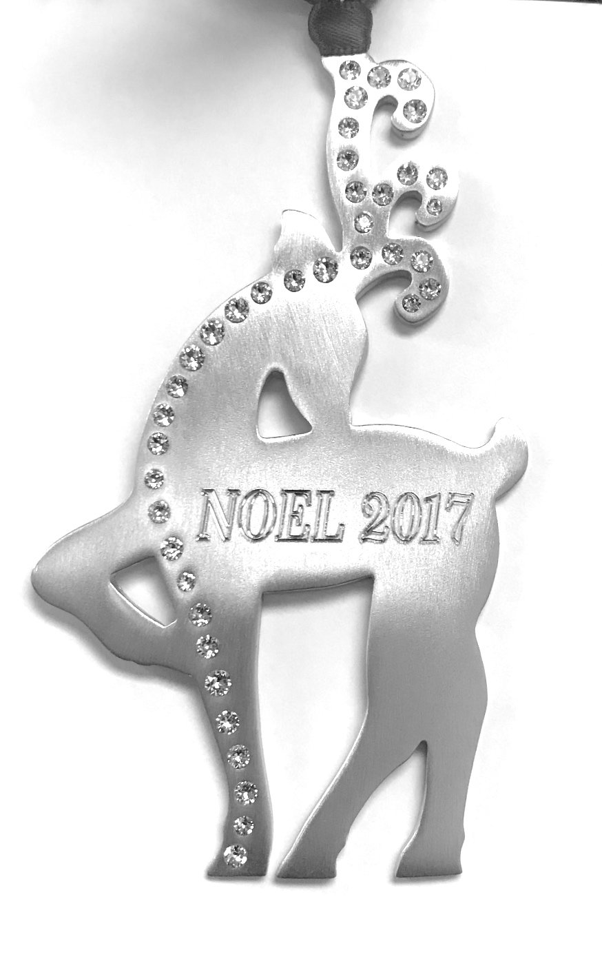 Handcrafted Pewter Reindeer Ornament with Austrian Crystals - Perfect for Christmas Tree Decor