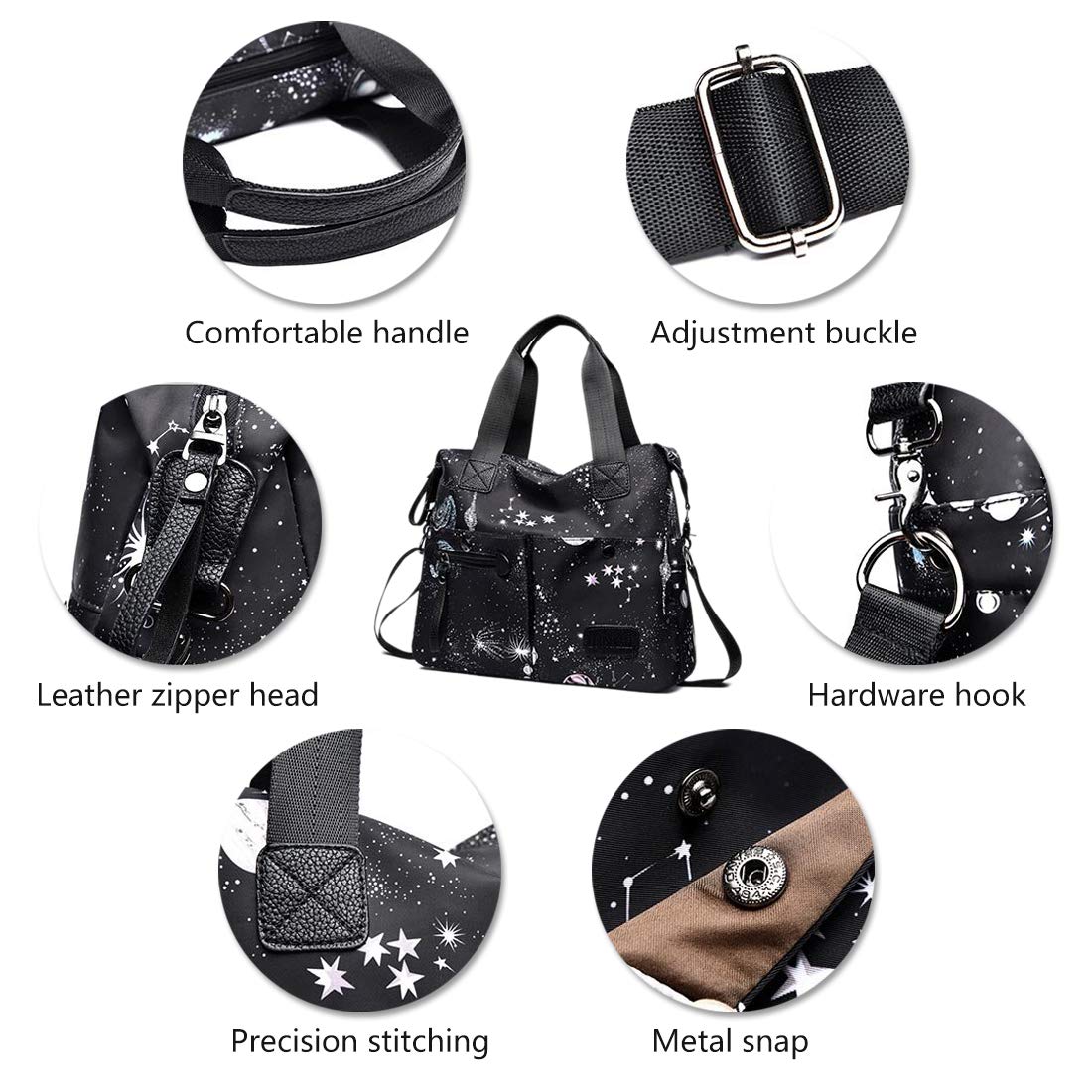 Waterproof Nylon Women's Crossbody Bag - Large Multi-Pocket for Travel & Daily Use
