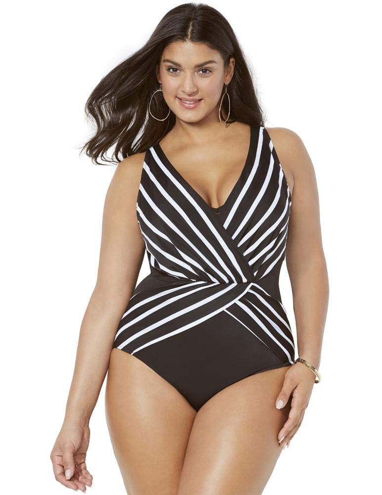 Plus Size Women's One Piece Swimsuit - Surplice Design Swimwear for All Body Types | Perfect for Beach Vacations, Pool Parties & Summer Getaways