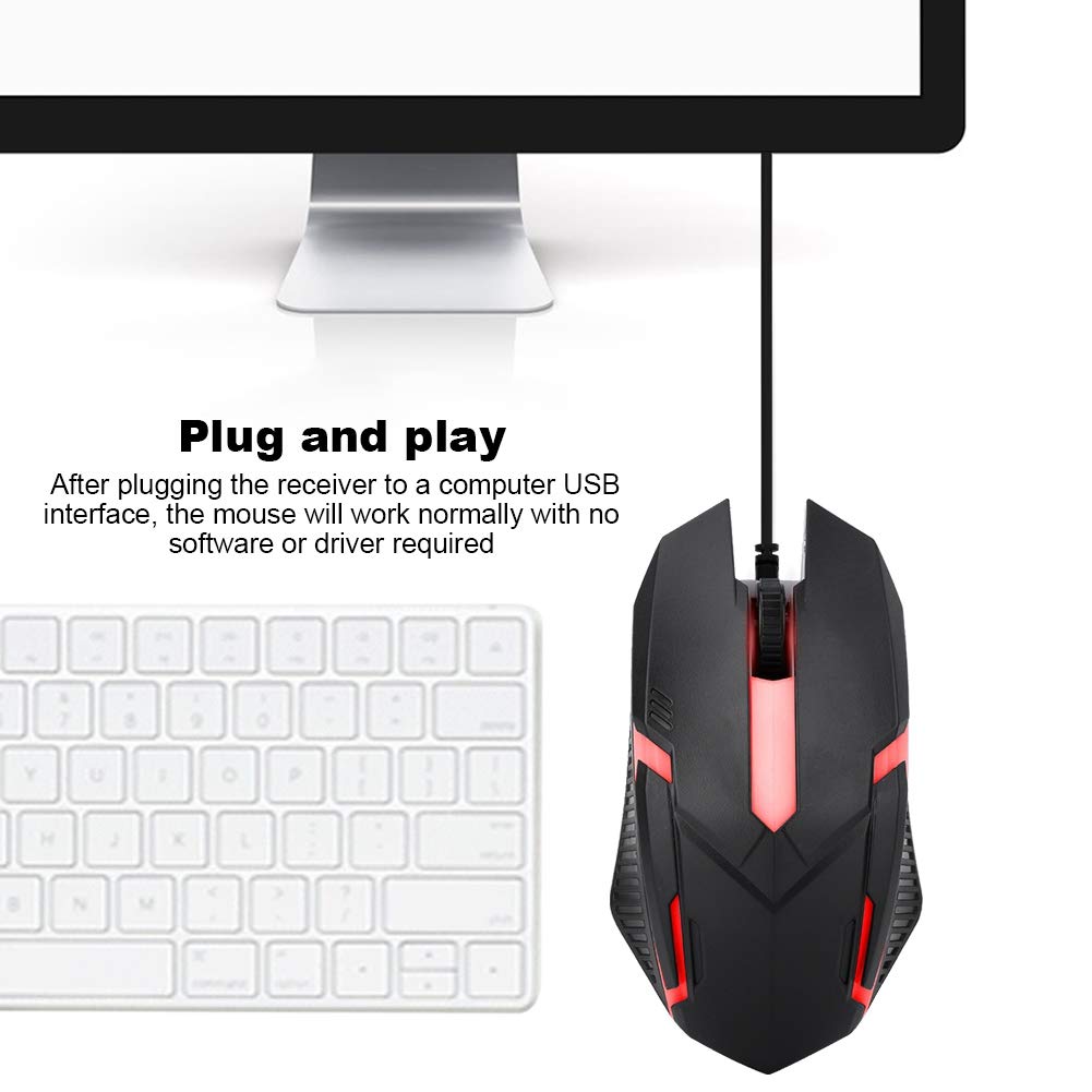 1600DPI Wired Gaming Mouse with RGB Backlight - Ergonomic Computer Mouse for Windows XP/Vista/7/8/10 - Perfect for PC Gaming, Laptop Work & Office Use