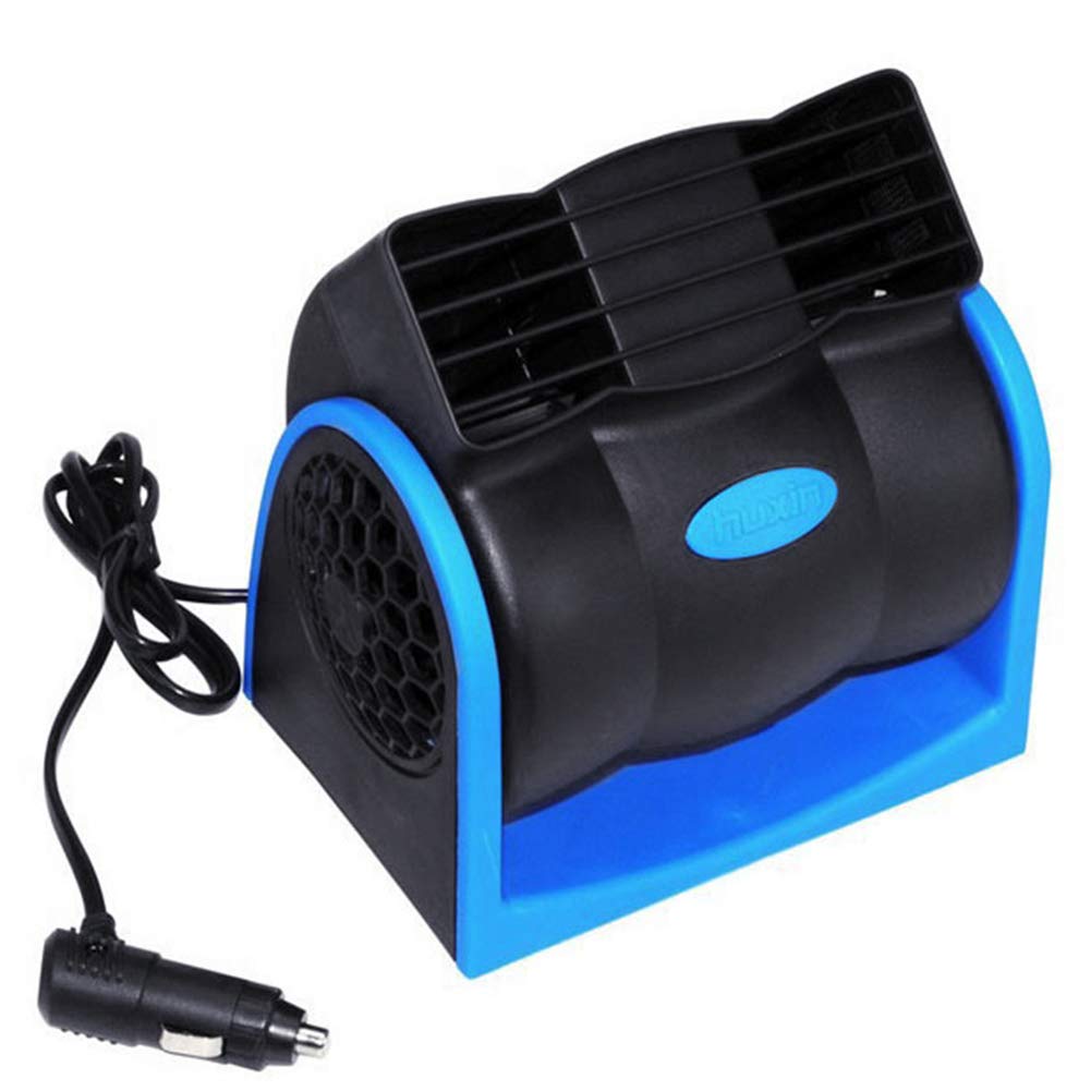 AkoMatial 12V Rechargeable Car Air Conditioner - Mini Bladeless Cooling Fan with Low Noise & USB Charging - Portable AC for Vehicles, Trucks, RVs - Perfect for Summer Travel & Road Trips (Blue)