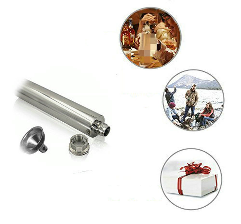 Portable 2 oz Stainless Steel Hip Flask with Funnel - Leakproof Liquor & Wine Container for Outdoor, Travel, Camping & Gifts