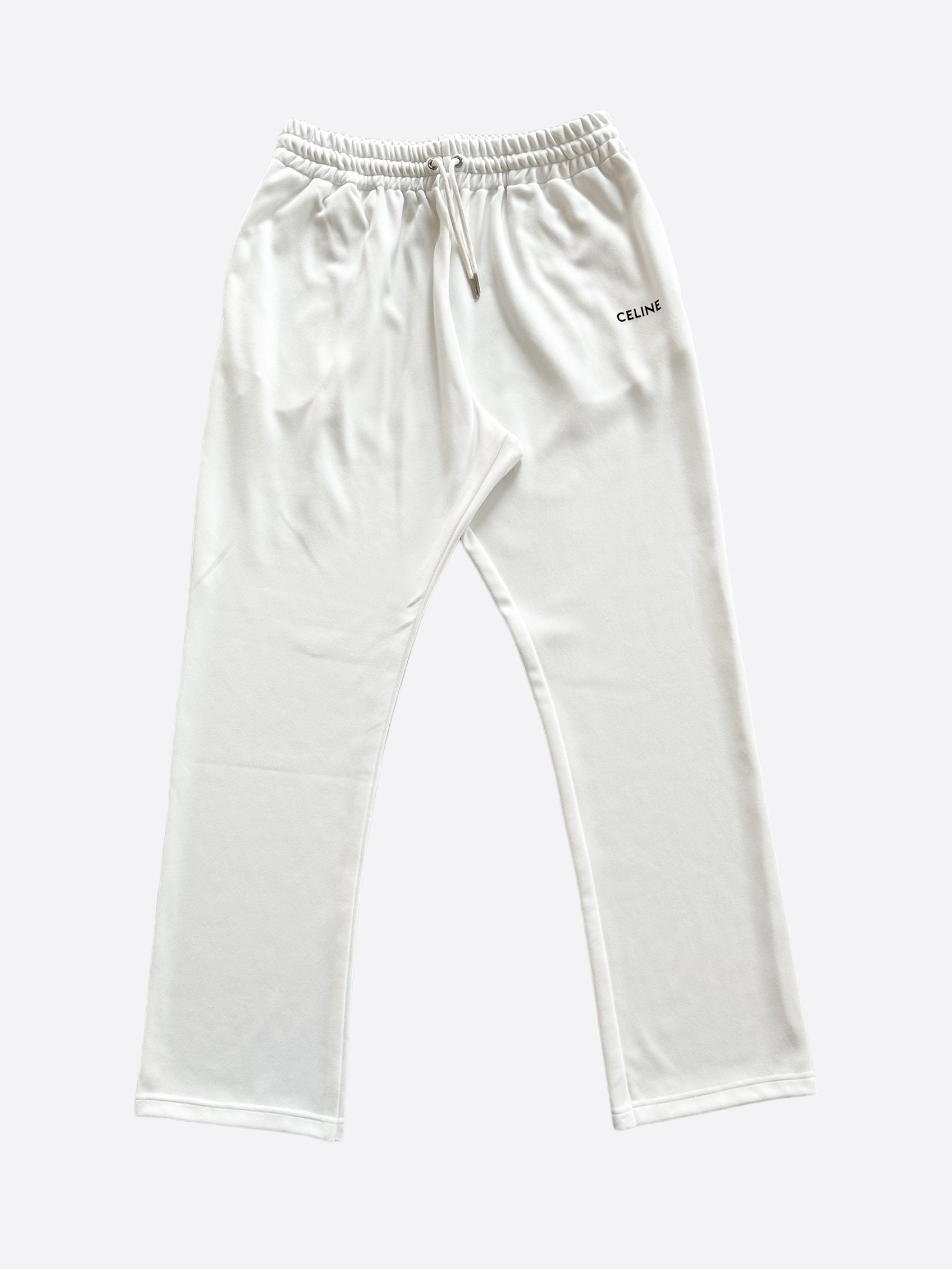 Celine White & Black Logo Trackpants for Women - High Waisted Joggers with Branded Design | Perfect for Gym, Lounge & Streetwear Fashion