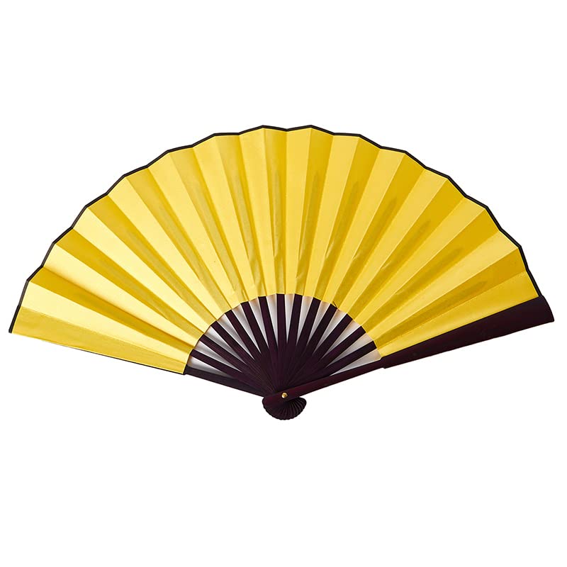 Yellow Silk Folding Hand Fan - Chinese Traditional Handheld Fan for Wedding, Shower Party Decor & Classical Dance - DIY Blank Cloth Fan for Painting & Calligraphy - Perfect for Summer Cooling, Photography Props & Cultural Events