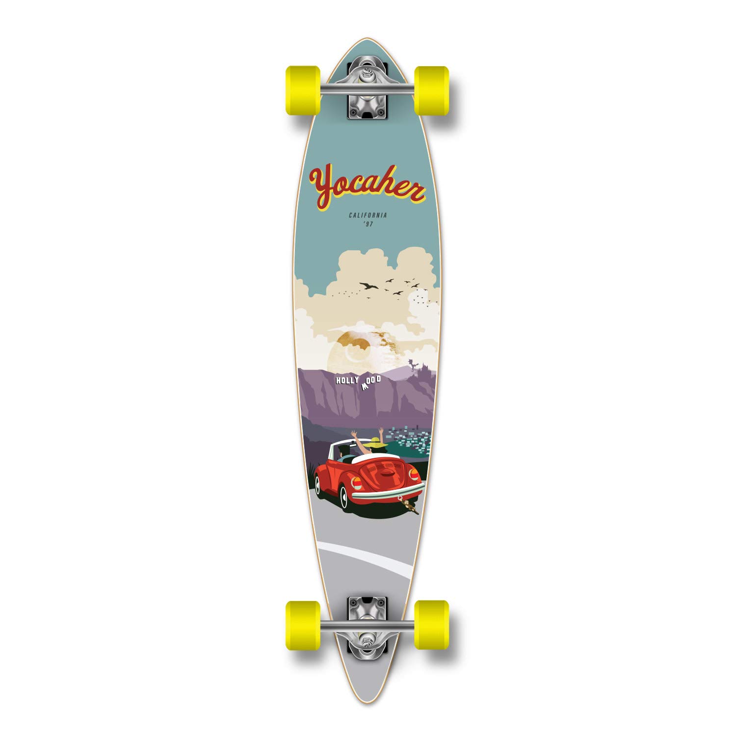 Yocaher Complete Pintail Longboard Skateboard with Premium Grip Tape, Aluminum Trucks, ABEC-9 Bearings & 71mm Wheels - Perfect for Cruising, Commuting & Downhill Riding