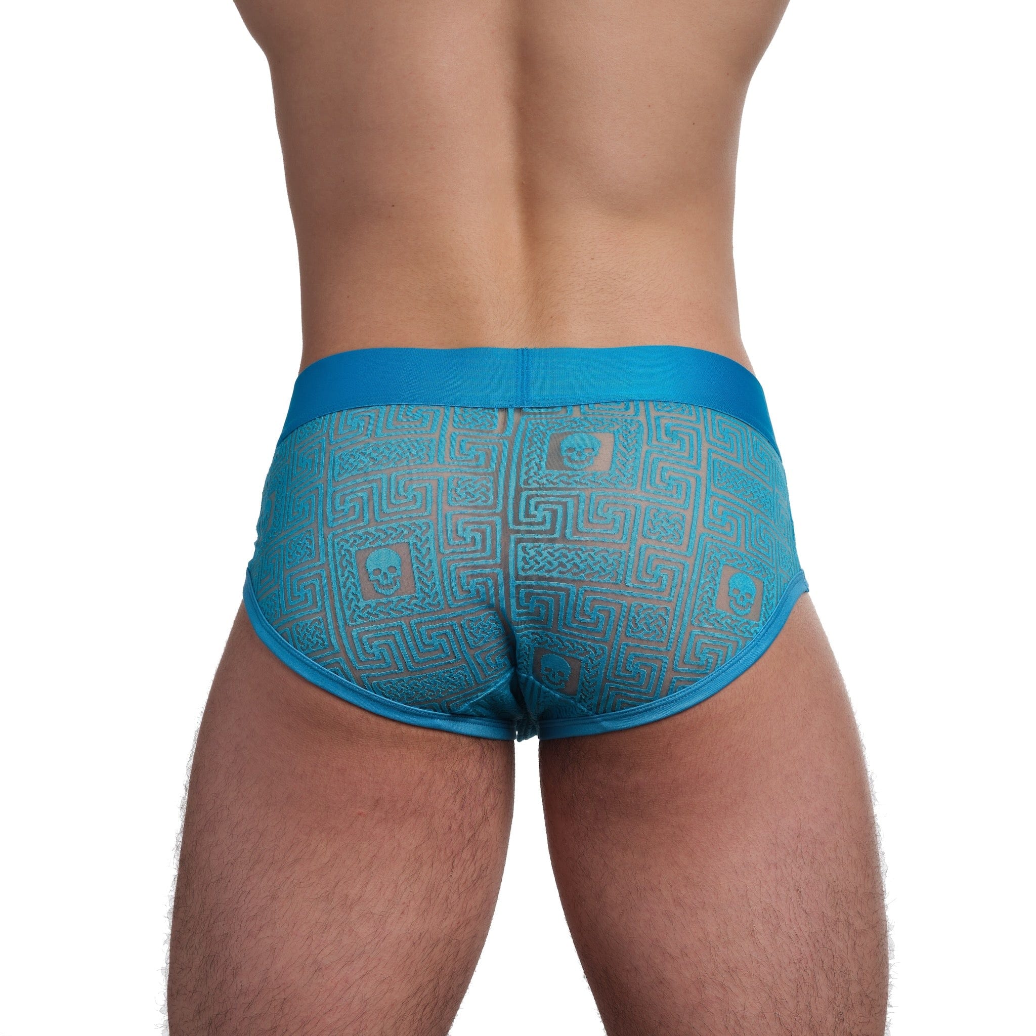 Roman Tile Burnout Brief Neon Blue - Sexy Sheer Lingerie Panties for Women | Perfect for Date Night, Boudoir Photos & Sensual Occasions