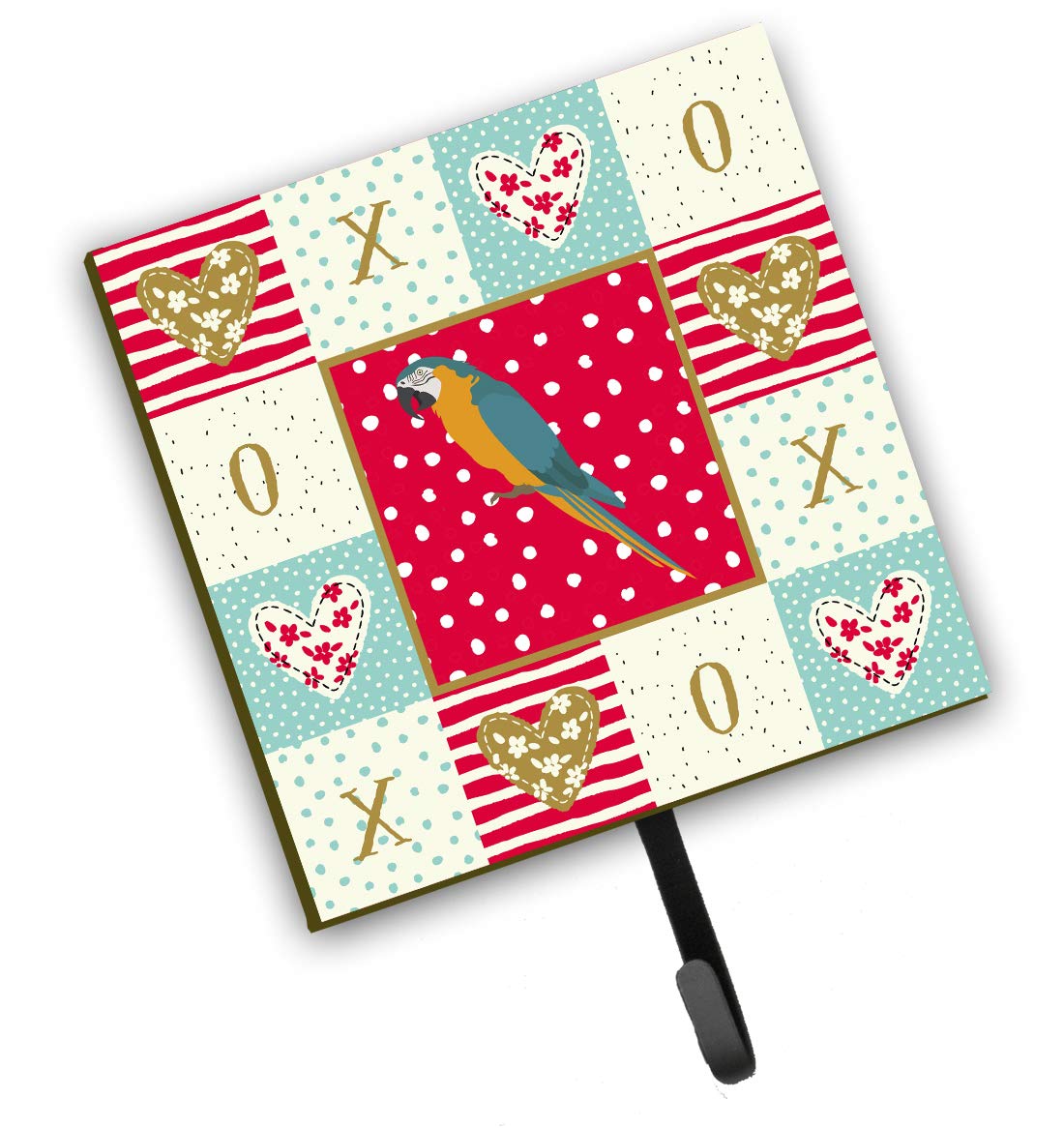 Caroline's Treasures CK5523SH4 Macaw Love Wall Hook - Red Key Holder, Coat Rack & Leash Organizer for Entryway, Kitchen, Bathroom - Perfect for Hanging Keys, Towels, Aprons & Pet Leashes