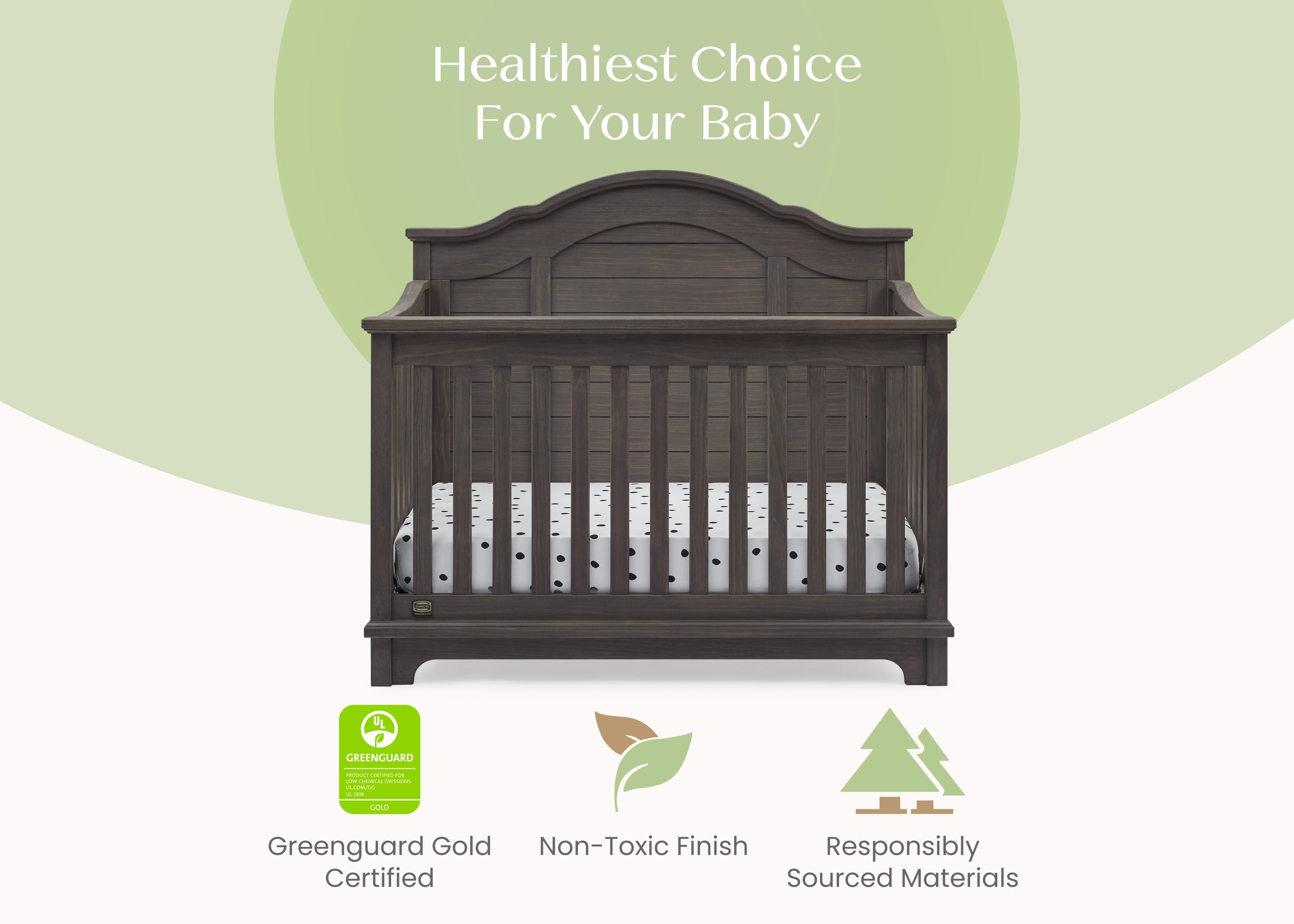 Asher 6-in-1 Convertible Baby Crib - White Nursery Furniture for Newborn to Toddler Bed | Perfect for Modern Nursery, Bedroom & Daycare Use