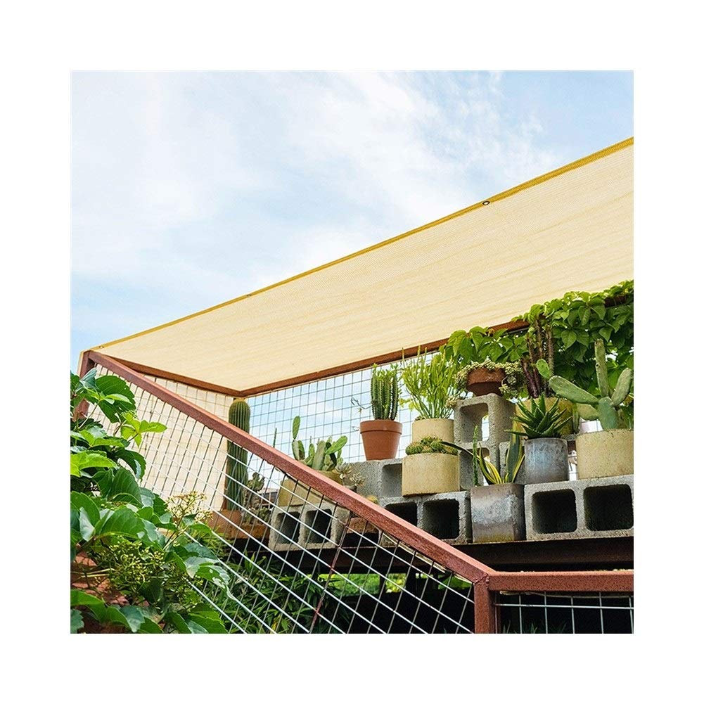 SHIJINHAO Sun Shade Net for Balcony & Garden - UV Resistant, Heatproof, Tear-Resistant Metal Eyelet Mesh (6x8m, Beige) - Perfect for Plant Protection, Outdoor Shade & Privacy Screens