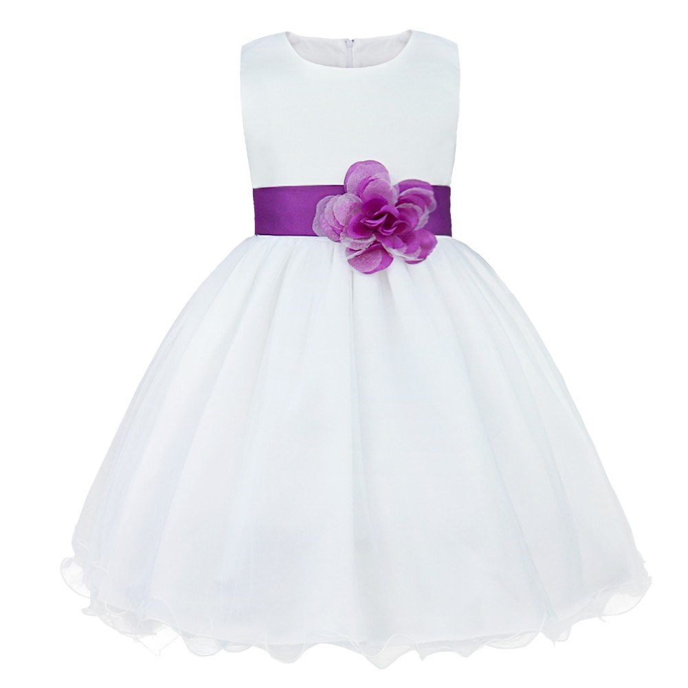 Winying Girls Sleeveless Bowknot Mesh Flower Girl Dress - Elegant Wedding Formal Party Dress for Kids - Perfect for Flower Girls, Birthday Parties & Special Occasions