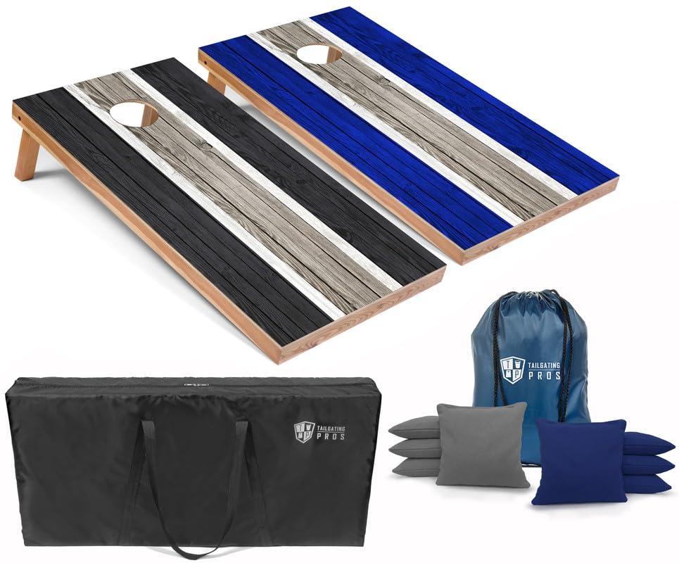 Tailgating Pros Striped LED Cornhole Board Set with Built-in Lights - 4'x2' Regulation Size, Multicolor LED Lights, 8 Bean Bags & Carrying Case - Perfect for Backyard Parties, Tailgating Events & Outdoor Games