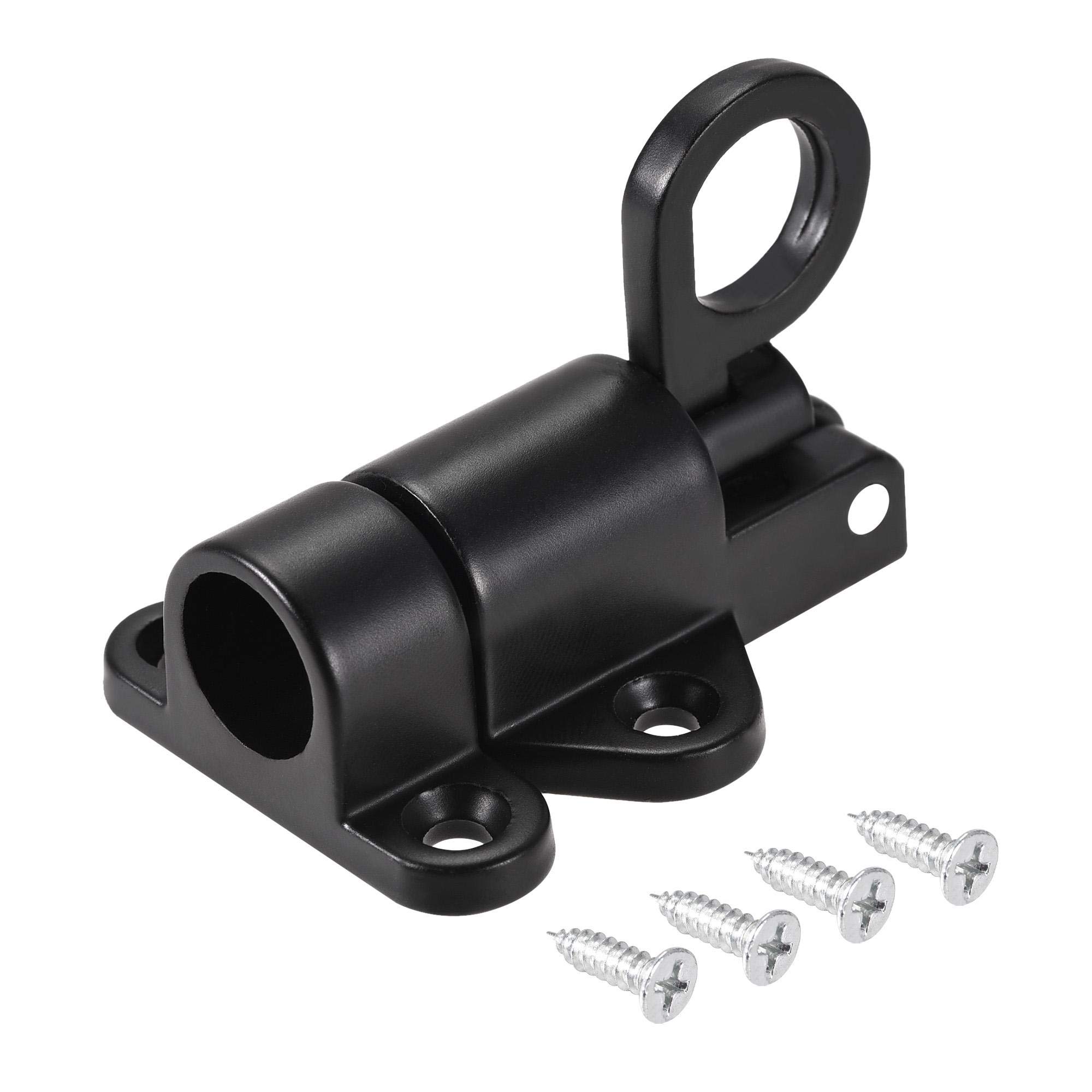 uxcell Aluminum Alloy Spring Bolt Lock - Automatic Security Latch for Doors, Windows & Gates - Heavy Duty Black Bounce Lock for Home & Commercial Security (Indoor/Outdoor Use)