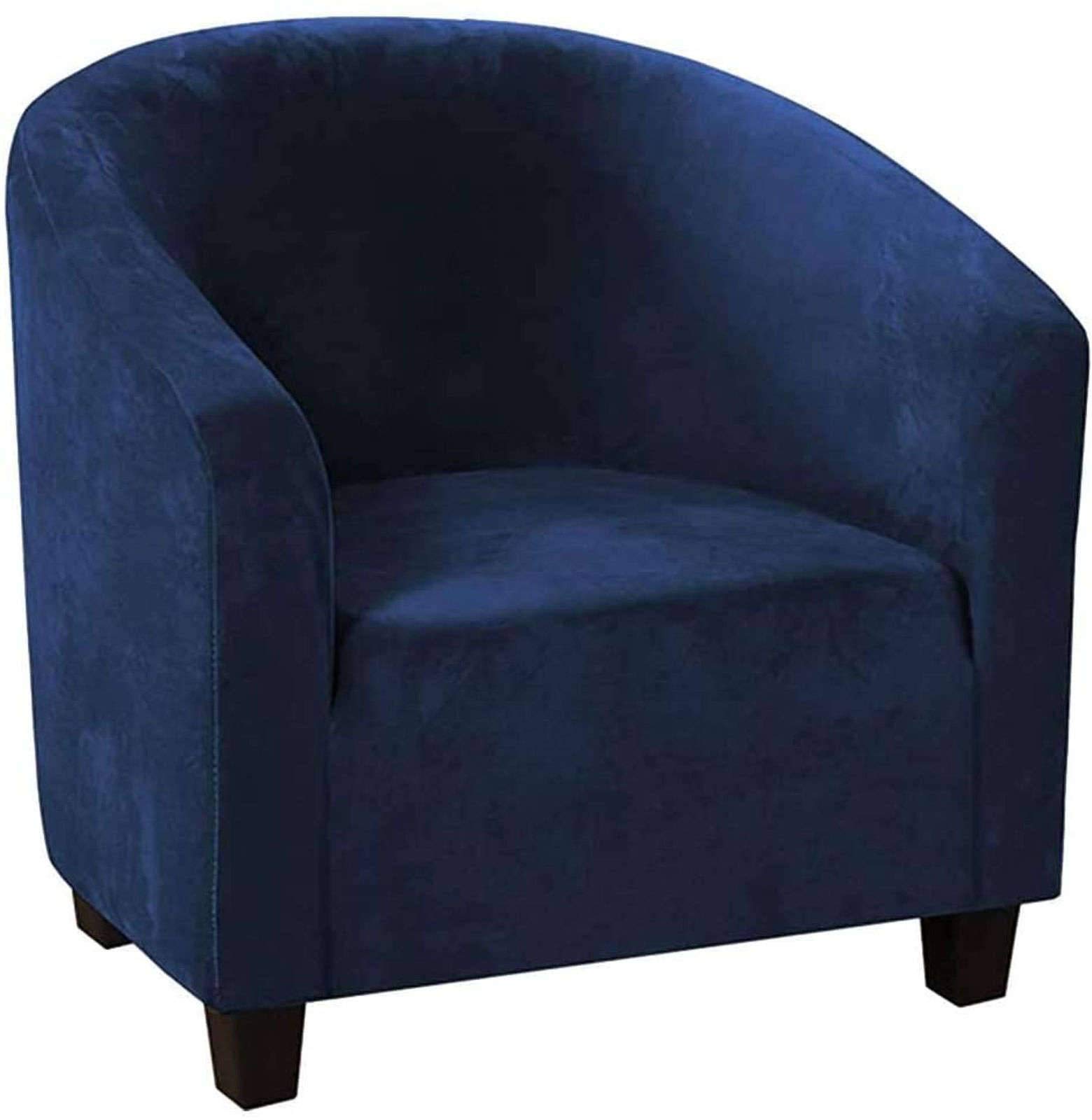 Velvet Club Chair Slipcover - Stretchable Soft Plush Armchair Cover, Non-Slip Washable Furniture Protector for Living Room, Hotel (Navy Blue) - Perfect for Home Decor, Office & Hospitality Settings