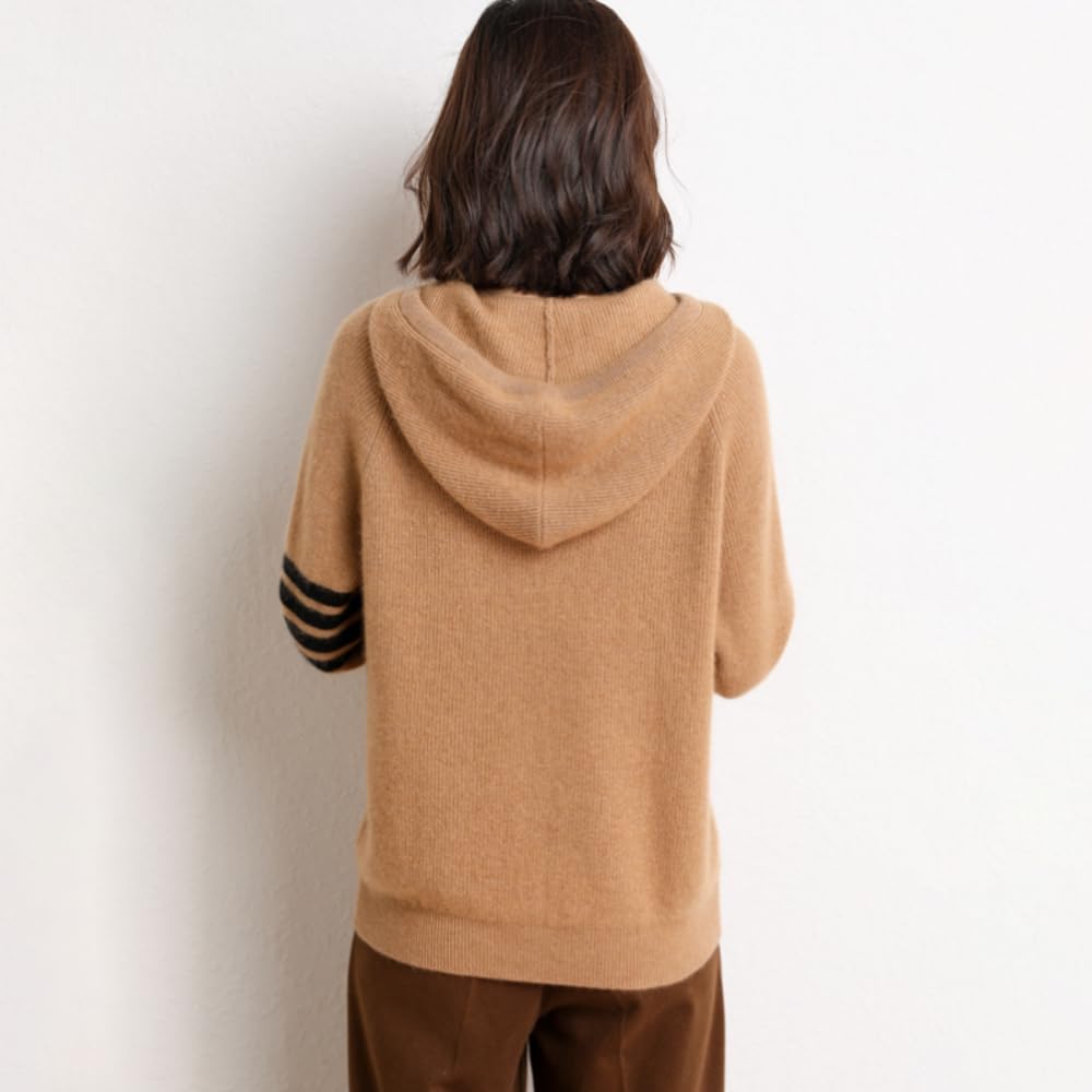 Premium Women's Long Sleeve Hoodie - Soft Cashmere & Wool Blend Pullover Sweater for Winter Warmth | Cozy Lounge Wear & Outdoor Activities