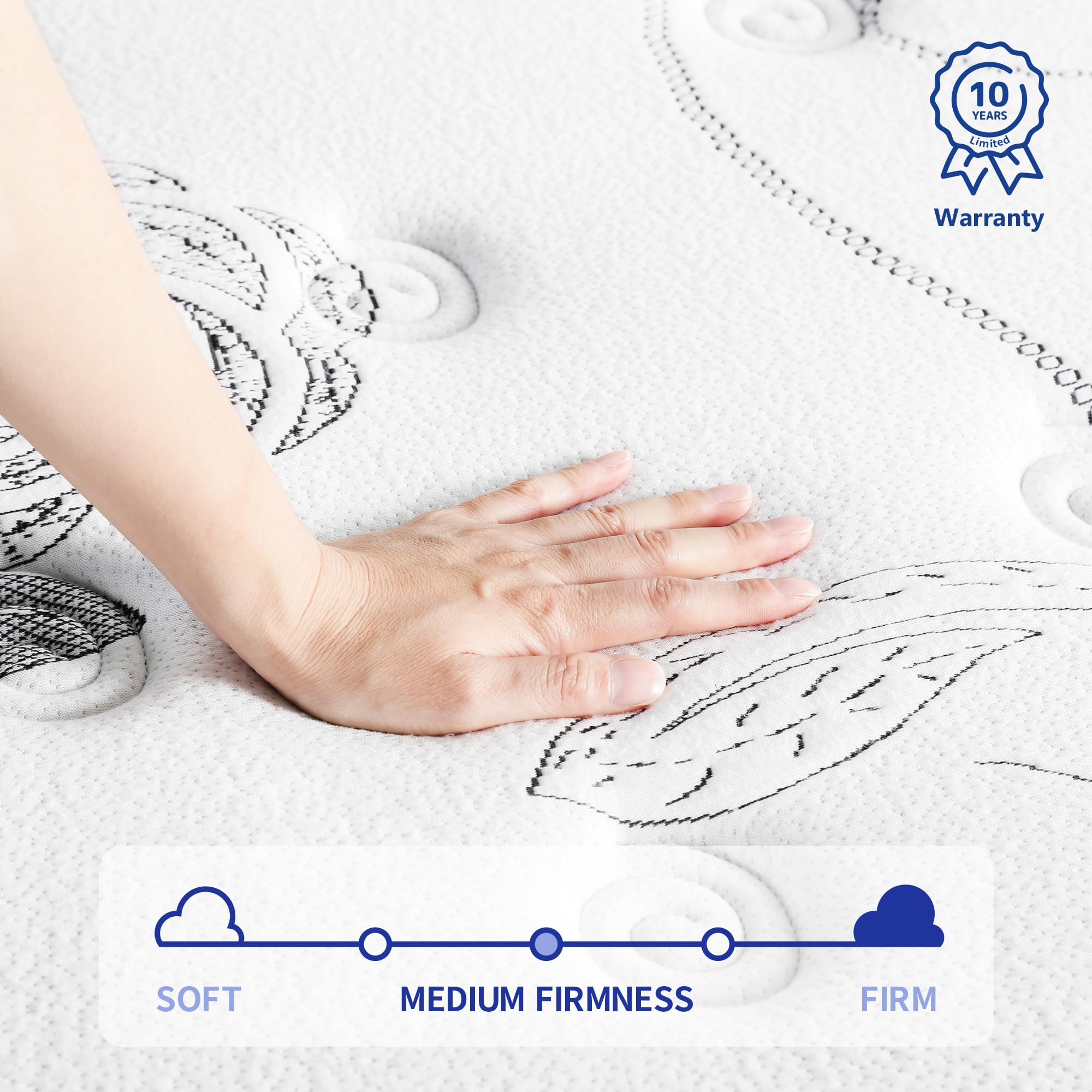 Olee Sleep 12 Inch Hybrid Queen Mattress - Gel Infused Memory Foam & Pocket Springs for Support & Pressure Relief - CertiPUR-US Certified Firm Mattress in a Box - Perfect for Back Pain Relief & Side Sleepers
