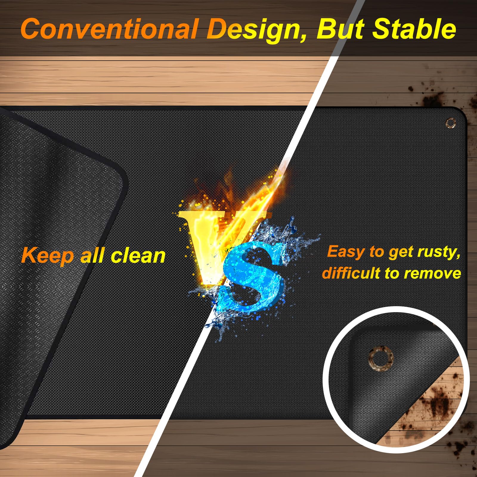 Double Layer Thickened Large Grill Mat 90x48 Inch - Fireproof & Anti-Slip 2-in-1 Outdoor Cooking Mat for Charcoal Grills, Smokers, Flat Top Griddles - Perfect for Deck, Patio, Backyard BBQs & Tailgating (GM9048 Plus)