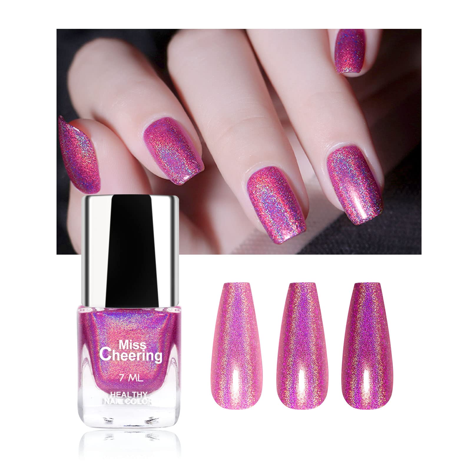 Ownest Holographic Nail Polish - Gorgeous Glossy Holographic Halo Glitter Nail Art Polish with Diamond Laser Effect (LS03) for Parties, Weddings & Special Occasions