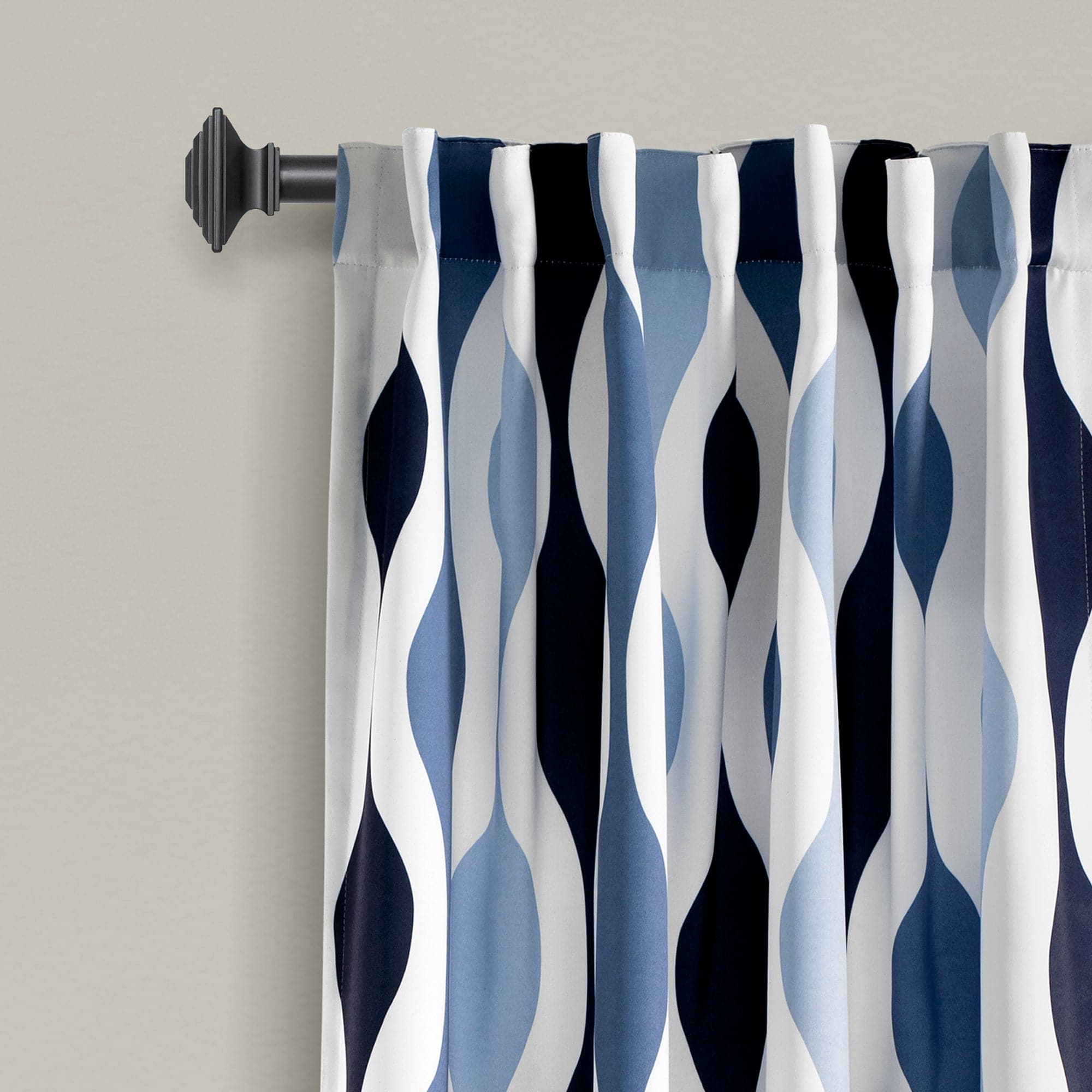 Mid Century Modern Geometric Light Filtering Window Curtains - Set of 2 Panels for Living Room & Bedroom | Sun Protection & Privacy Sheer Drapes