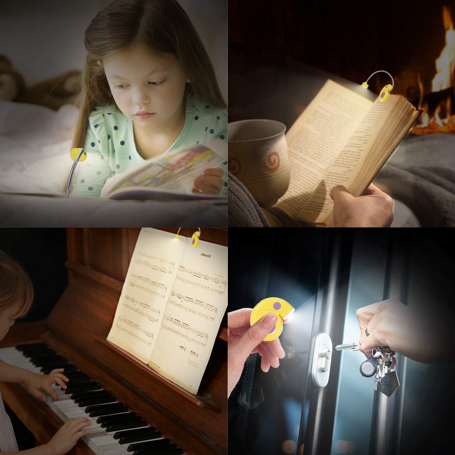 USB Rechargeable LED Book Light - 3 Brightness Dimmable Clip-on Reading Lamp for Kids & Adults, Portable Night Reading Light for Books in Bed, Travel, Study | Perfect Gift for Bookworms (Yellow)