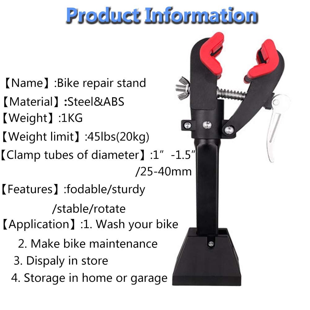 MUYDZ Foldable Rotatable Bike Repair Stand - Heavy Duty Bicycle Wall Mount Workstand for Road & Mountain Bikes - Perfect for Home Garage Storage & Professional Mechanic Maintenance