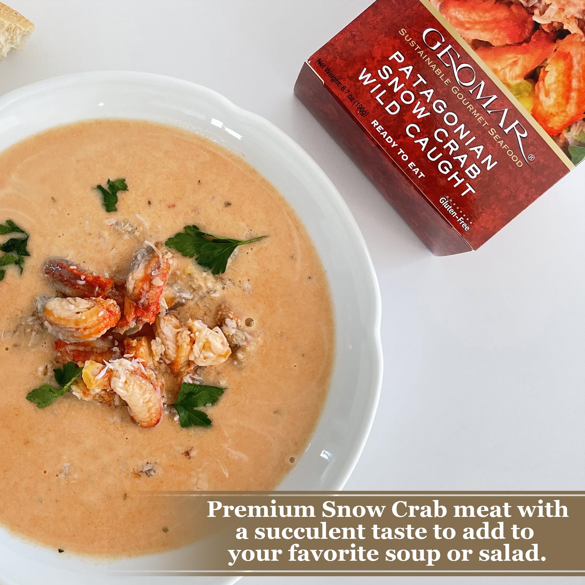 GEOMAR - Wild-Caught Patagonian Snow Crab Meat, 6 oz Can (Pack of 2) | Sustainably-Sourced, Tender Crab Meat | High Protein, Rich in Omega-3, Keto & Paleo Friendly | Perfect for Salads, Pasta & Seafood Dishes