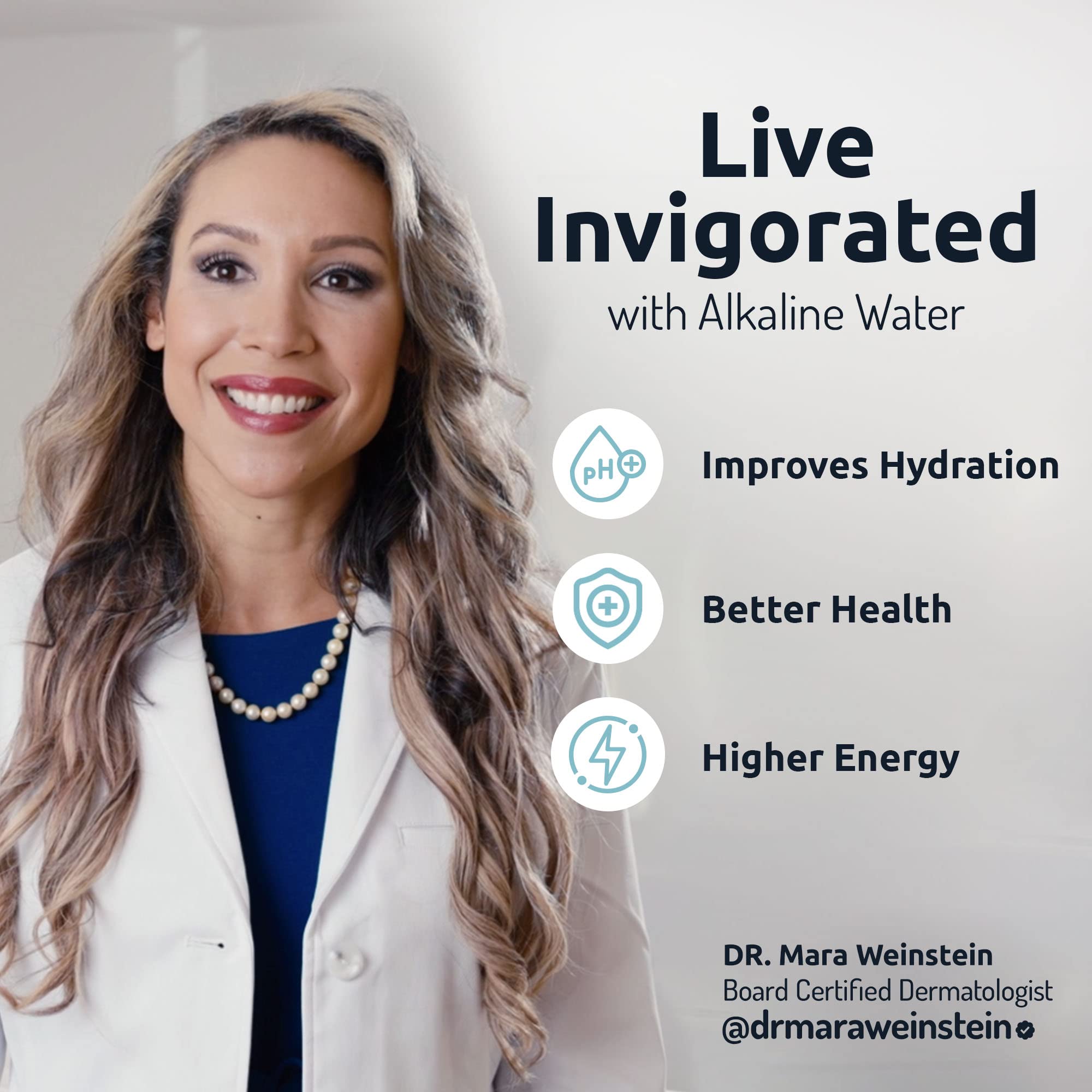 Invigorated Water pH Vitality Stainless Steel Alkaline Water Filter Pitcher - High pH Water Purifier with 1 Alkalizer Filter (400L Capacity, 8-Cup/1.9L, Black) | Perfect for Home, Office & Travel Hydration | Improves Taste & Boosts Energy