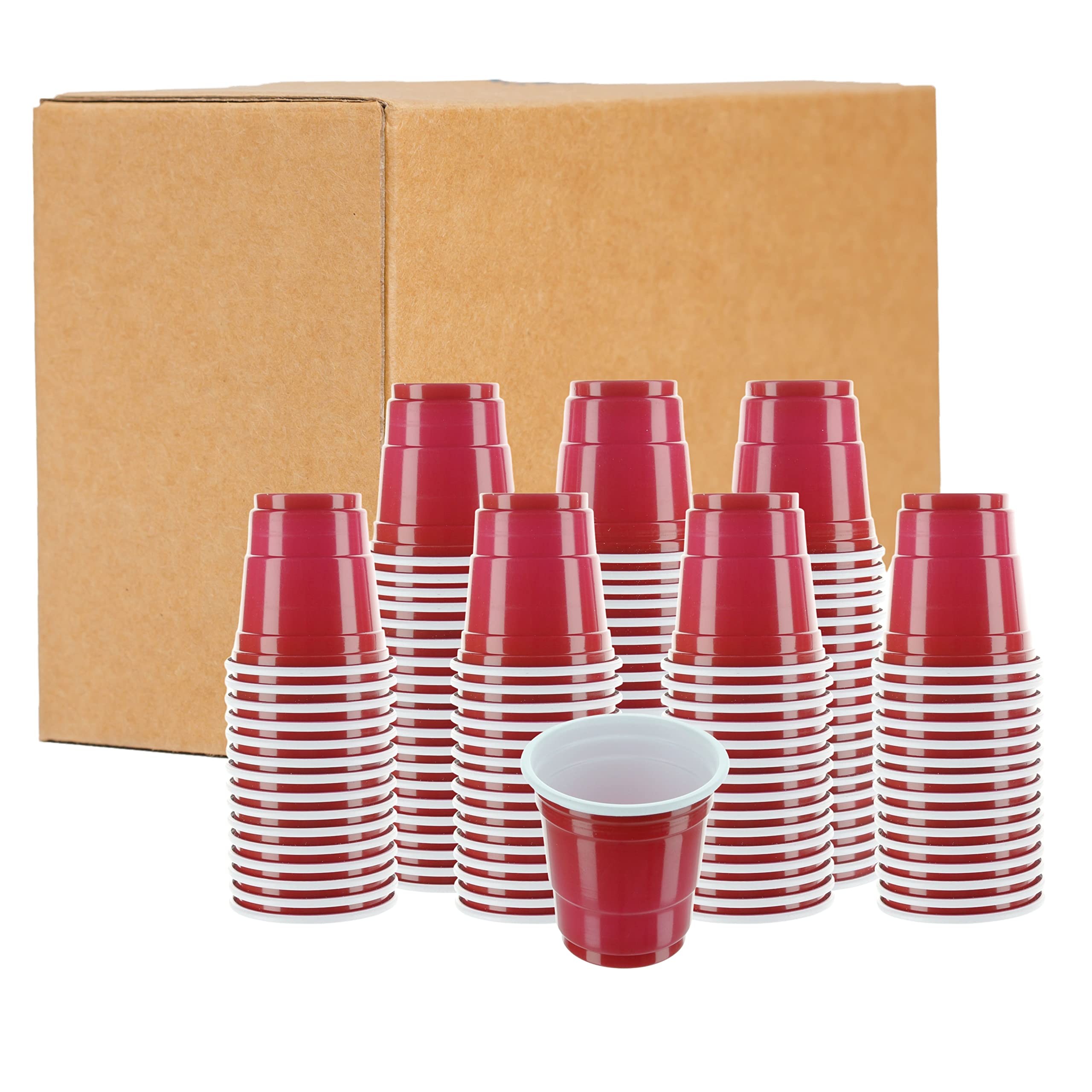 2880 Pack 2oz Plastic Shot Glasses - Mini Red Disposable Cups for Jello Shots, Condiments, Snacks & Tastings | Party Supplies, Catering & Sampling Events | Perfect for Bars, Weddings & Office Parties