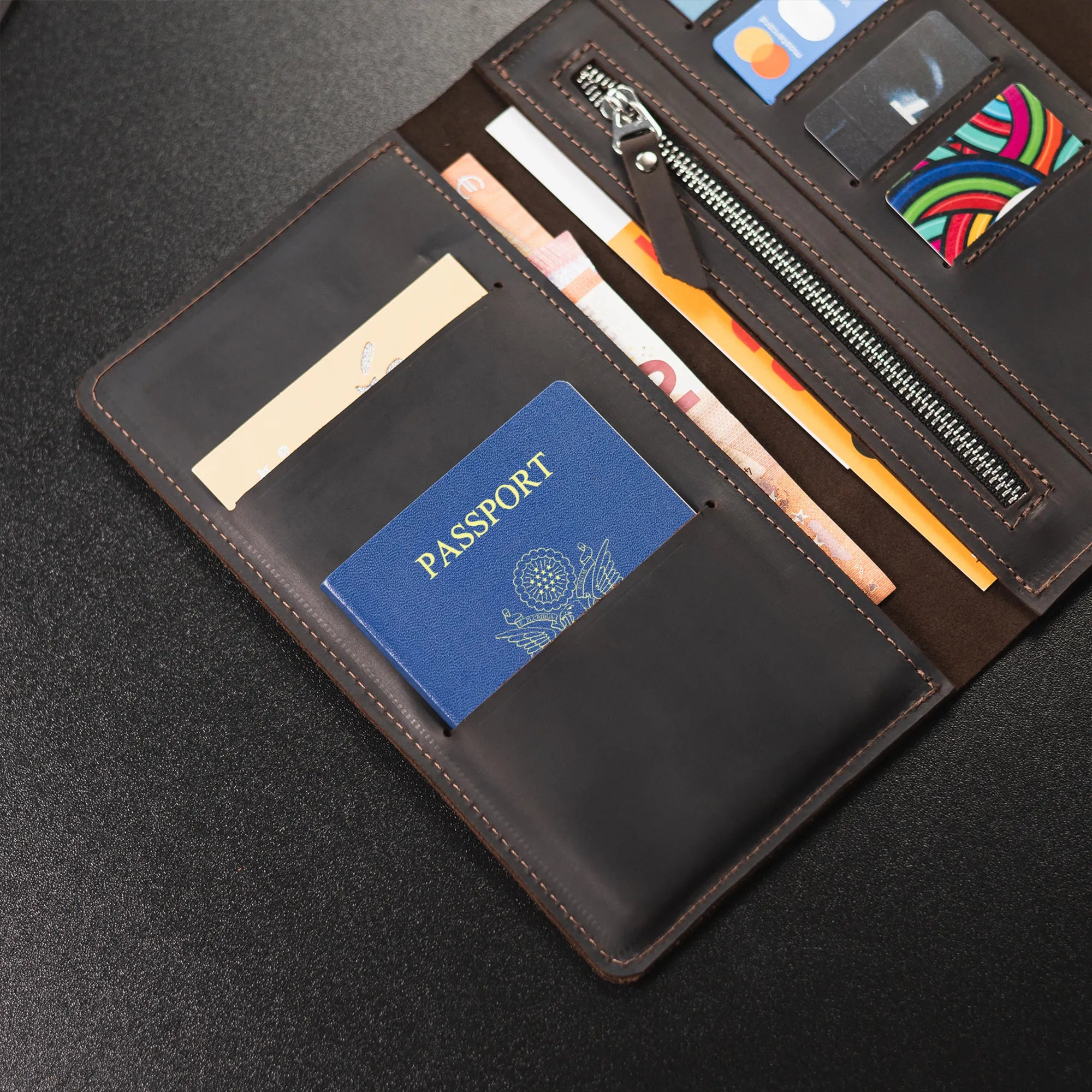 Genuine Leather Travel Wallet for Men & Women - RFID Blocking Passport Holder & Credit Card Organizer - Perfect for Airplane, Business Trips & Vacation Travel Accessories