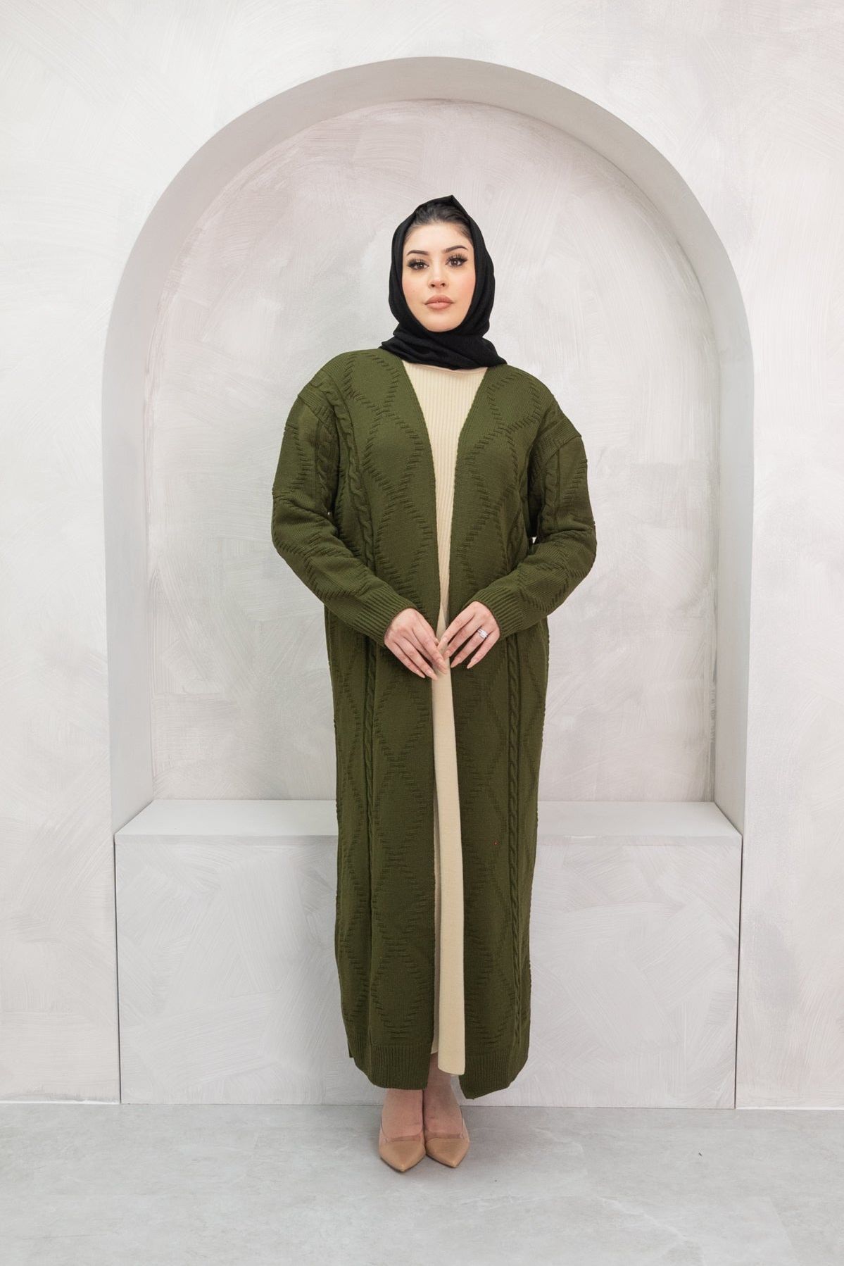 Dalia Forest Green Cardigan for Women - Soft Knit Open Front Long Sleeve Sweater - Perfect for Fall & Winter Layering, Office Wear, and Casual Outfits