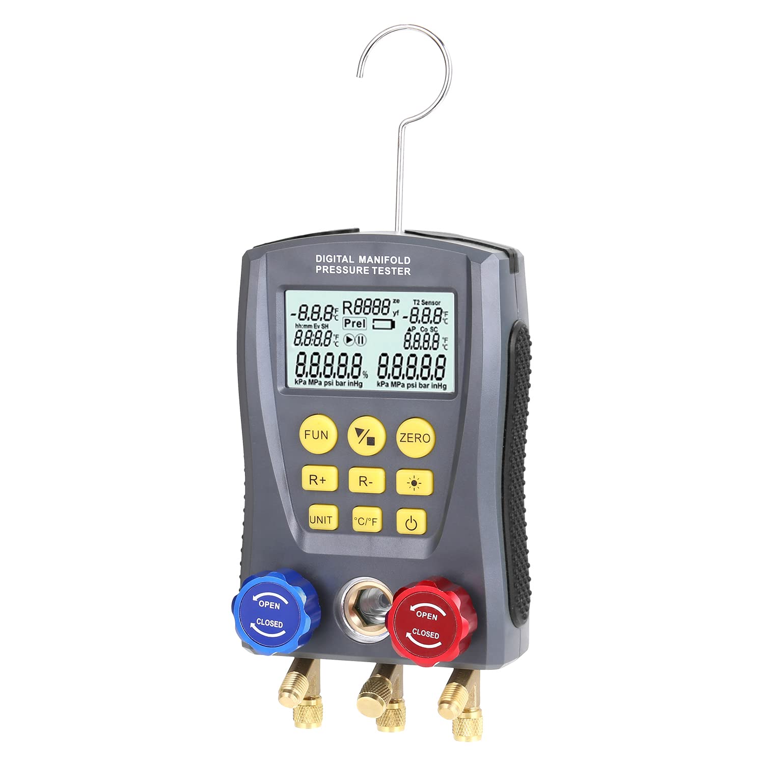 Professional HVAC Refrigeration Digital Vacuum Pressure Manifold Gauge Tester Kit - Accurate AC System Diagnostic Tool for Automotive & Home Air Conditioning Repair