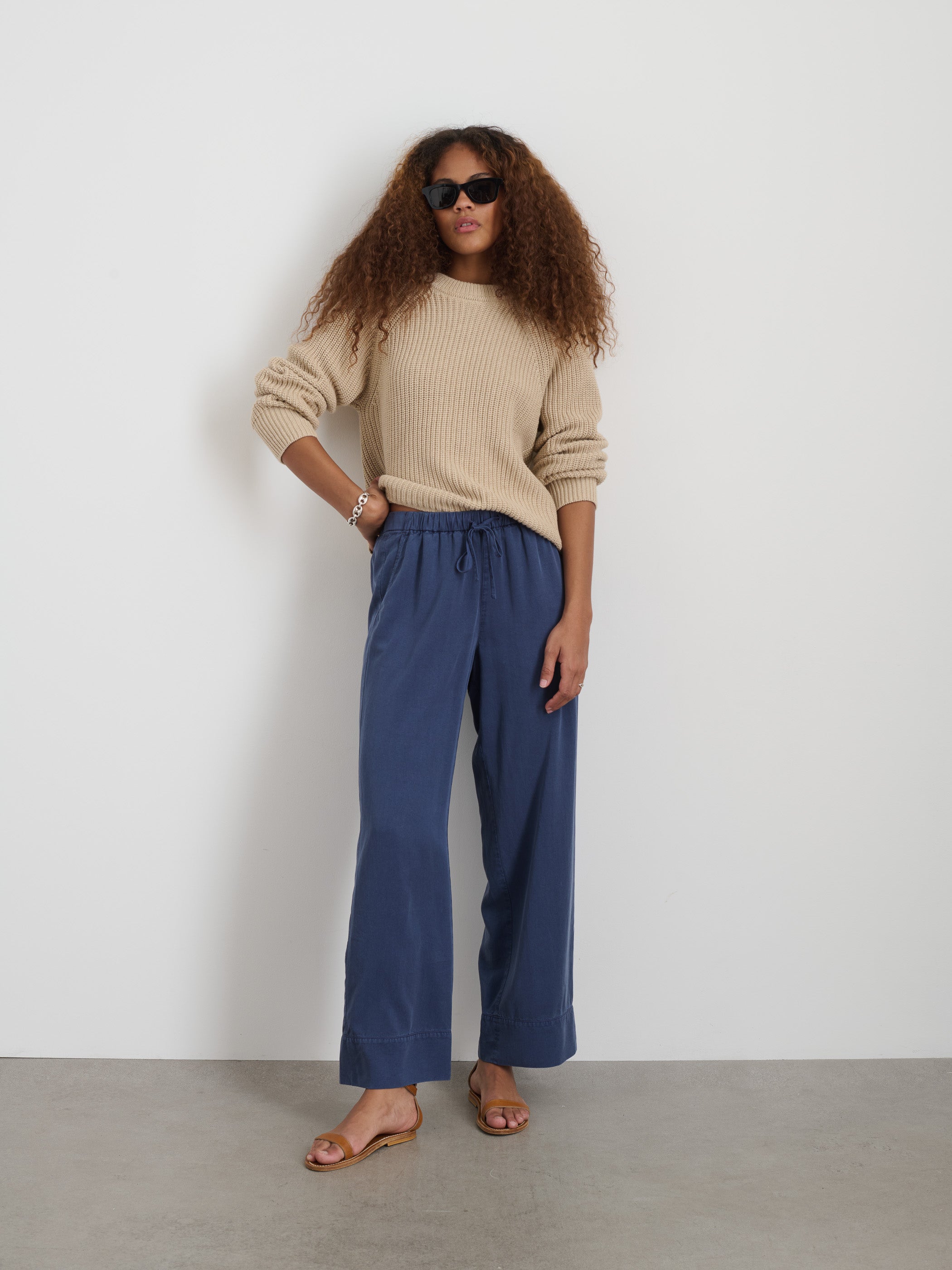 Riley Women's Drapey Twill Pants - Comfortable High Waisted Trousers for Work, Office & Casual Wear | Flowy Wide Leg Pants for Business Women & Everyday Outfits