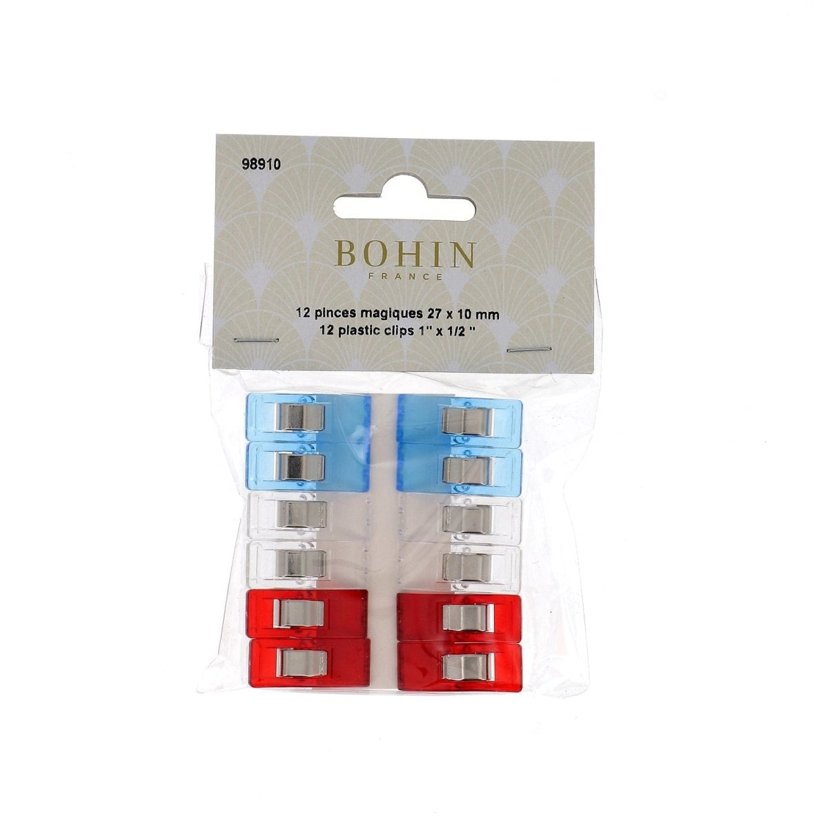 Bohin Wonder Sewing Clips - Pack of 12 Multipurpose Fabric Clips for Quilting, Sewing & Crafting - Perfect for DIY Projects & Professional Tailoring