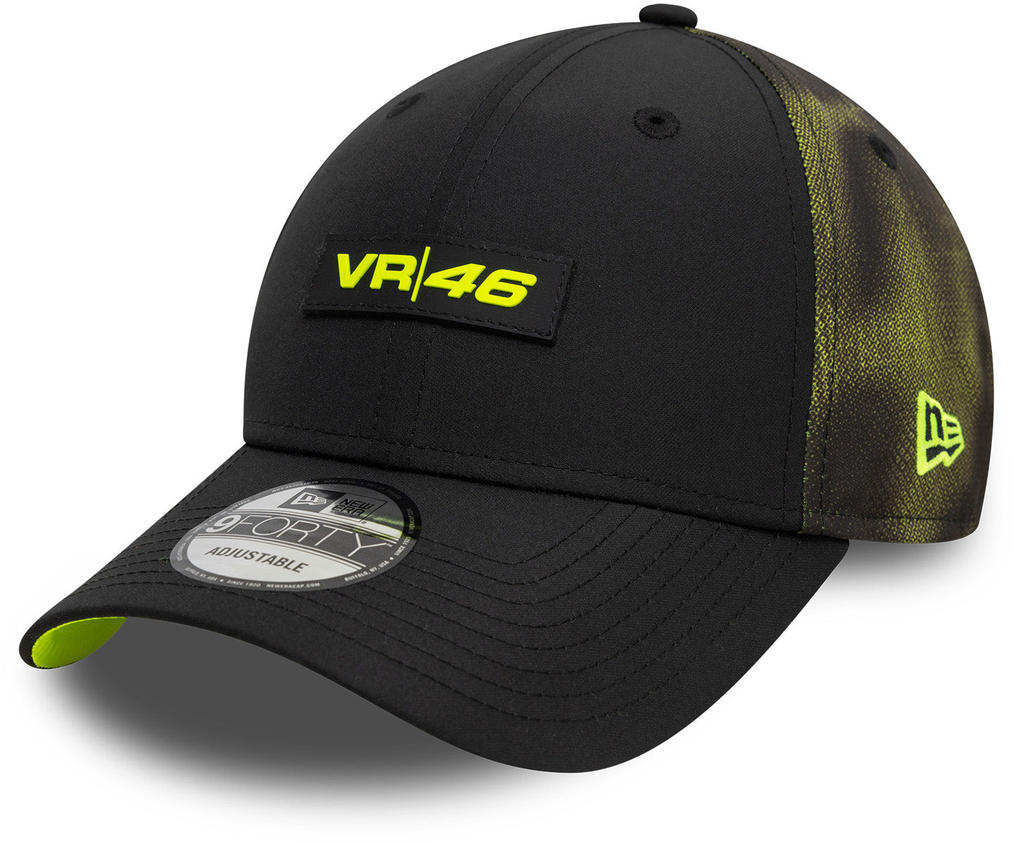 VR46 New Era 9Forty Halftone Sublimation Black Cap - Stylish Adjustable Baseball Hat for Men, Perfect for Motorcycle Racing Fans, Outdoor Sports & Casual Wear