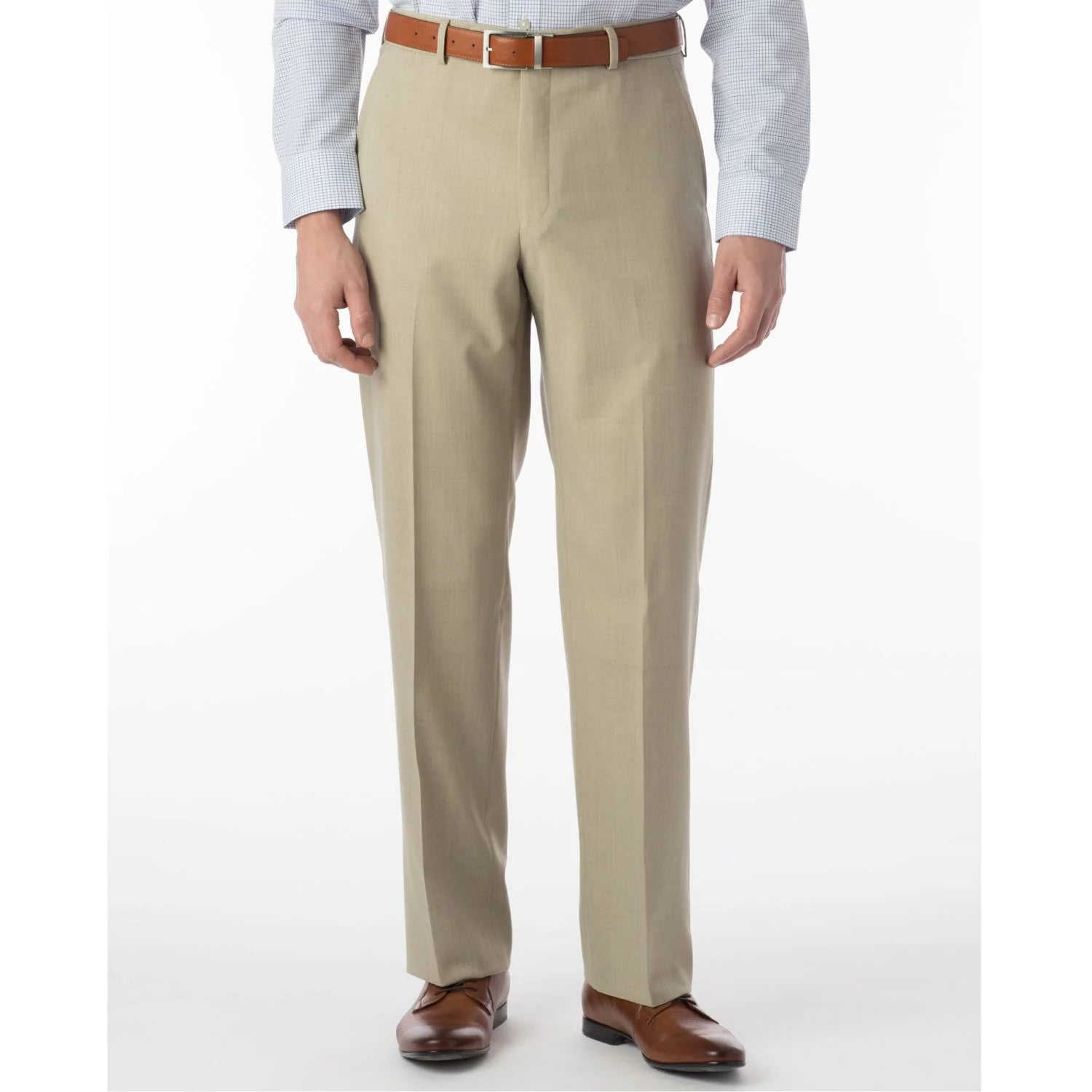 BALLIN Women's Slim Fit Tan Solid Twill Travel Dress Pants - Comfortable & Stylish for Business Trips, Office Wear & Casual Outings