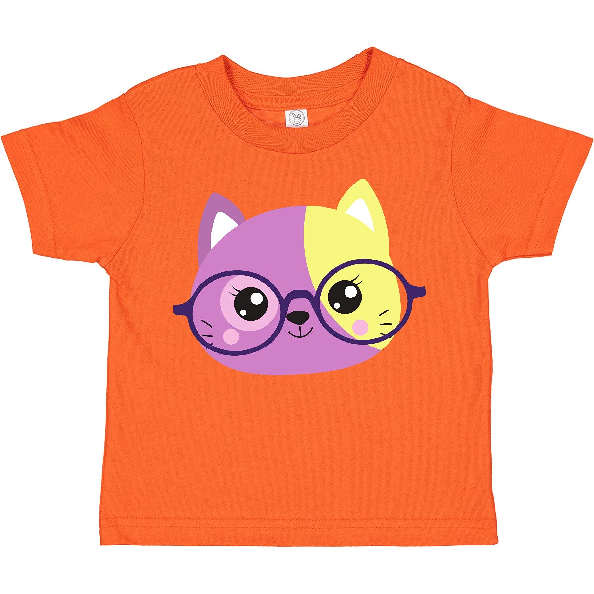 Hipster Cat with Glasses Graphic Toddler T-Shirt - Cute Kitten Design for Boys & Girls - Perfect for Playdates, Daycare & Family Photos