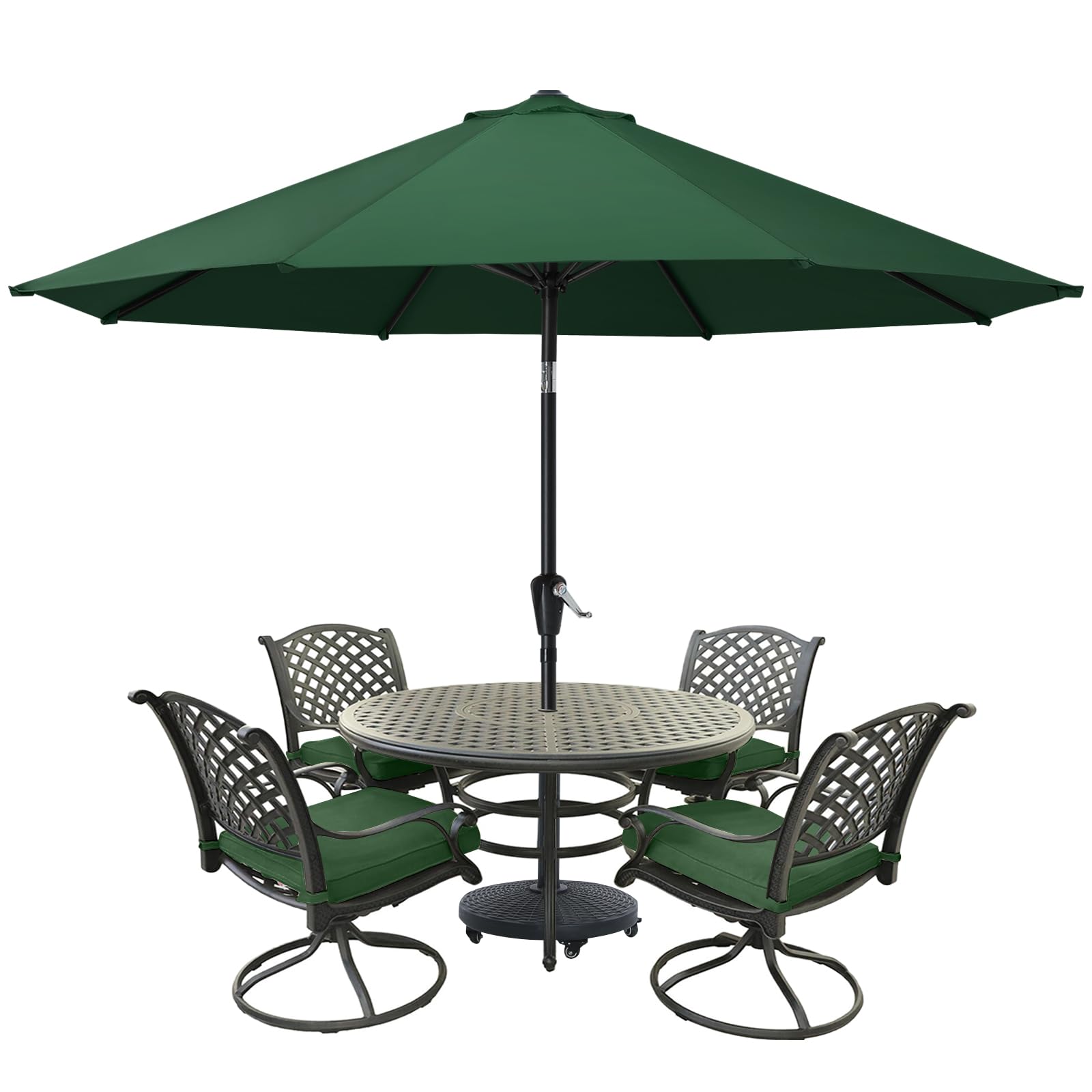 MASTERCANOPY 10ft Outdoor Patio Umbrella with 8 Ribs - Durable Market Table Umbrella in Forest Green for Backyard, Poolside & Restaurant Use
