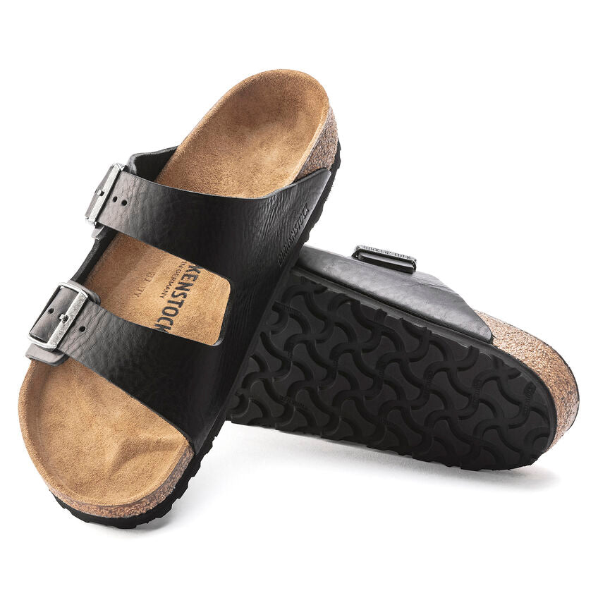 Birkenstock Men's Arizona Grip Leather Sandals - Vintage Wood Black | Comfortable & Durable Footwear for Walking, Travel & Casual Wear