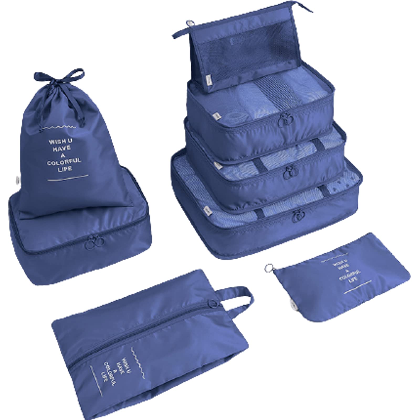 Premium 6-Piece Packing Cubes Set for Travel - Luggage Organizer with Shoe Bag & Toiletry Bag | Carry-On Suitcase Accessories | Space Saving Blue Travel Gear for Business Trips & Vacations