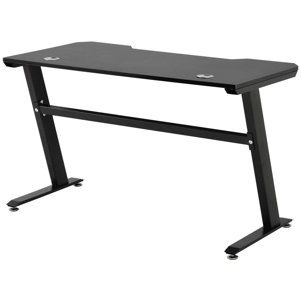 Premium RSTYS Gaming Desk - Adjustable Height Computer Workstation with Cable Management | Ergonomic Home Office & Streaming Setup for PC Gamers & Content Creators | Black Gaming Desk with 2 Cable Ports for Organized Workspace