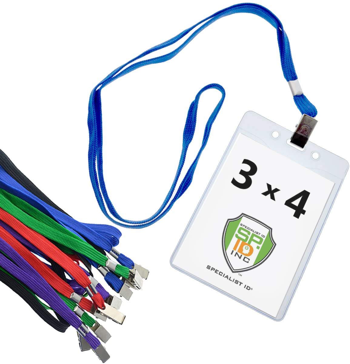 10 Pack 3x4 Name Badge with Lanyard - Clear Plastic Event Badge Sleeve - for Conferences & Meetings