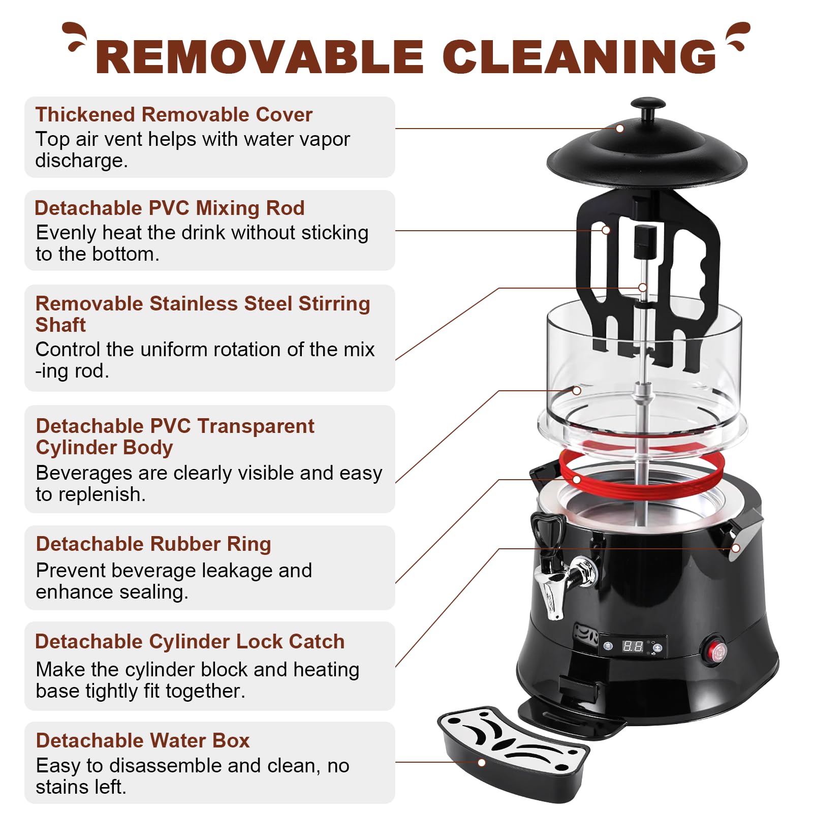YUCHENGTECH 5L Commercial Hot Chocolate Maker Machine - Chocolate Dispenser & Warmer for Coffee, Milk Tea, Hot Beverages - CE Certified (220V, 5L) - Perfect for Cafes, Restaurants & Catering Events