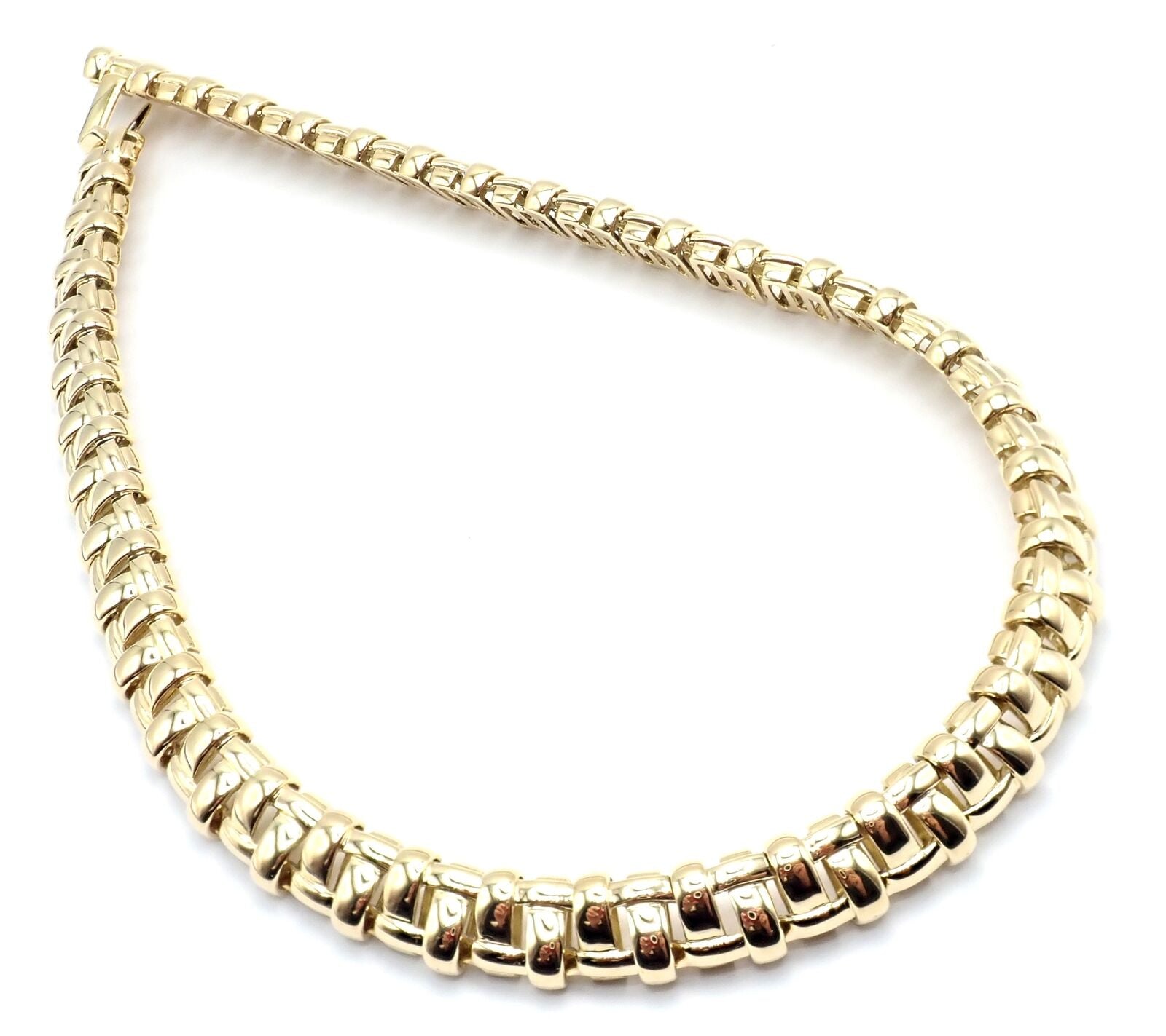 Authentic Tiffany & Co Vannerie 18k Yellow Gold Basket Weave Necklace 2002 - Luxury Jewelry for Women, Perfect for Weddings, Anniversaries & Special Occasions