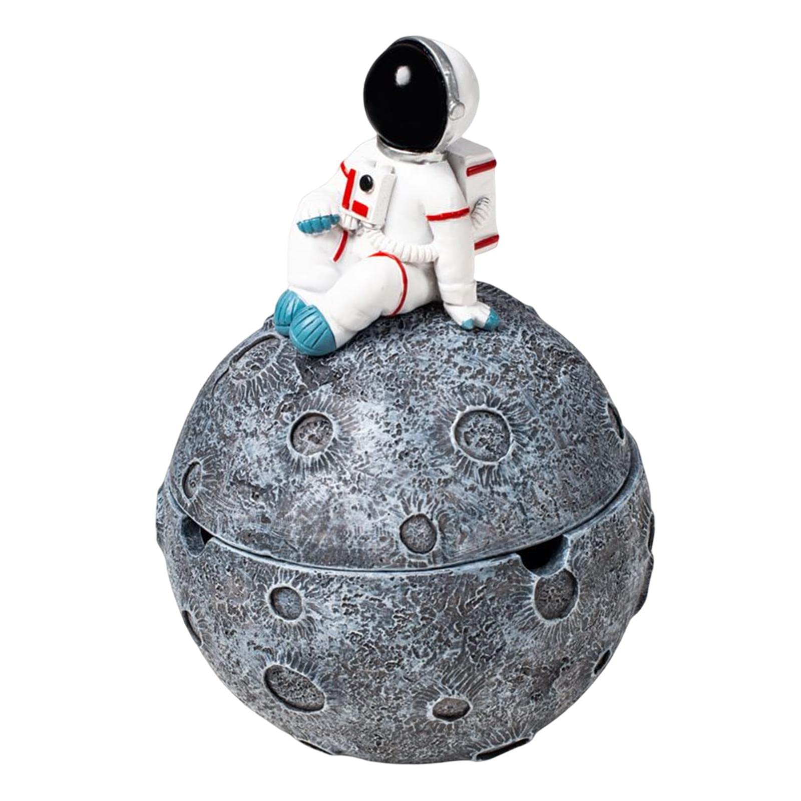 Astronaut-Themed Resin Storage Box with Lid - Multi-Purpose Organizer for Home & Car, Phone Holder, Ashtray & Decorative Figurine - Perfect for Coffee Table, Office & Gifts (Gray)