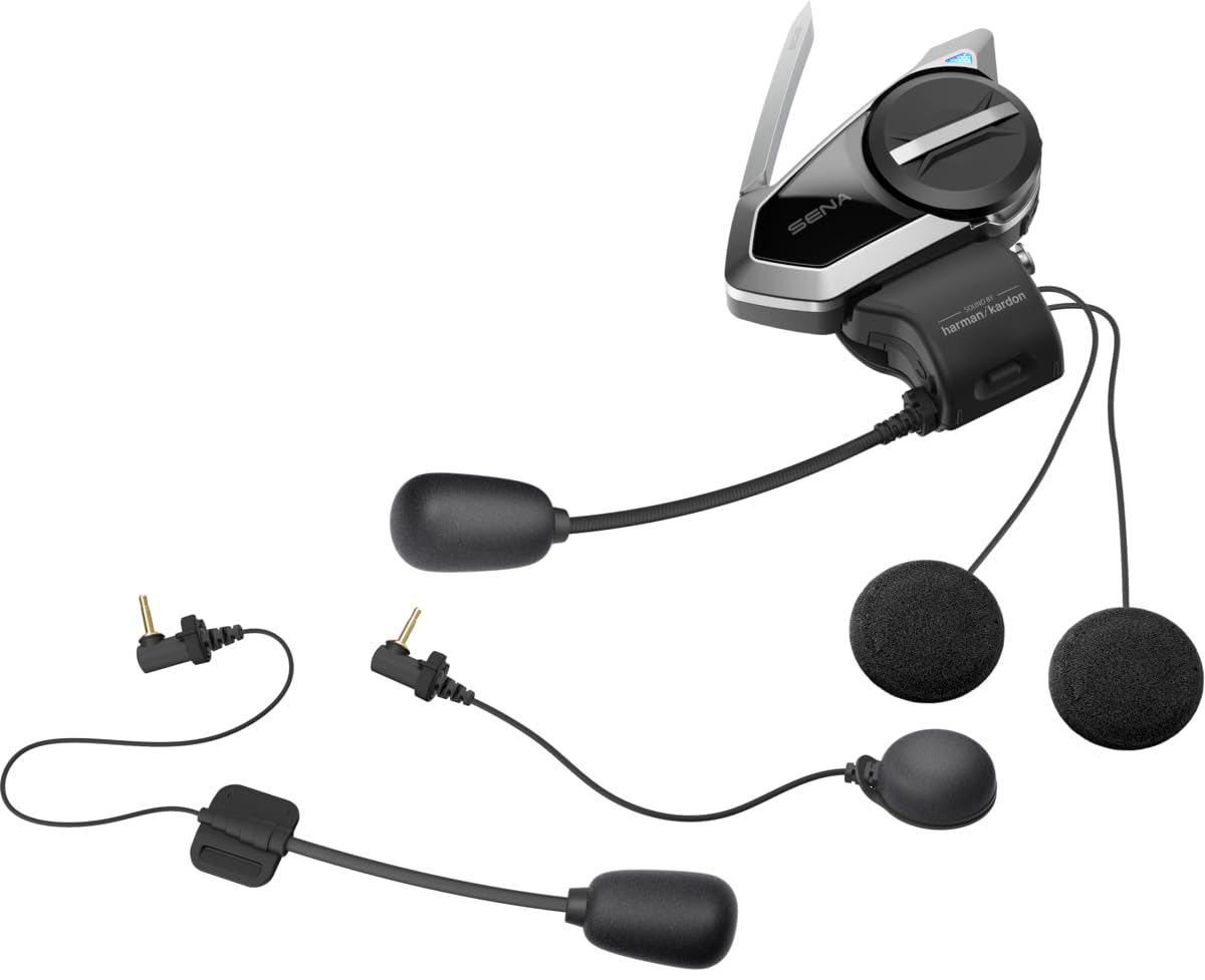 Sena 50S Motorcycle Bluetooth Headset with Harman Kardon Sound - Premium Mesh Intercom System, Jog Dial Control, Noise-Canceling Mic & Speakers for Group Riding & Adventure Touring