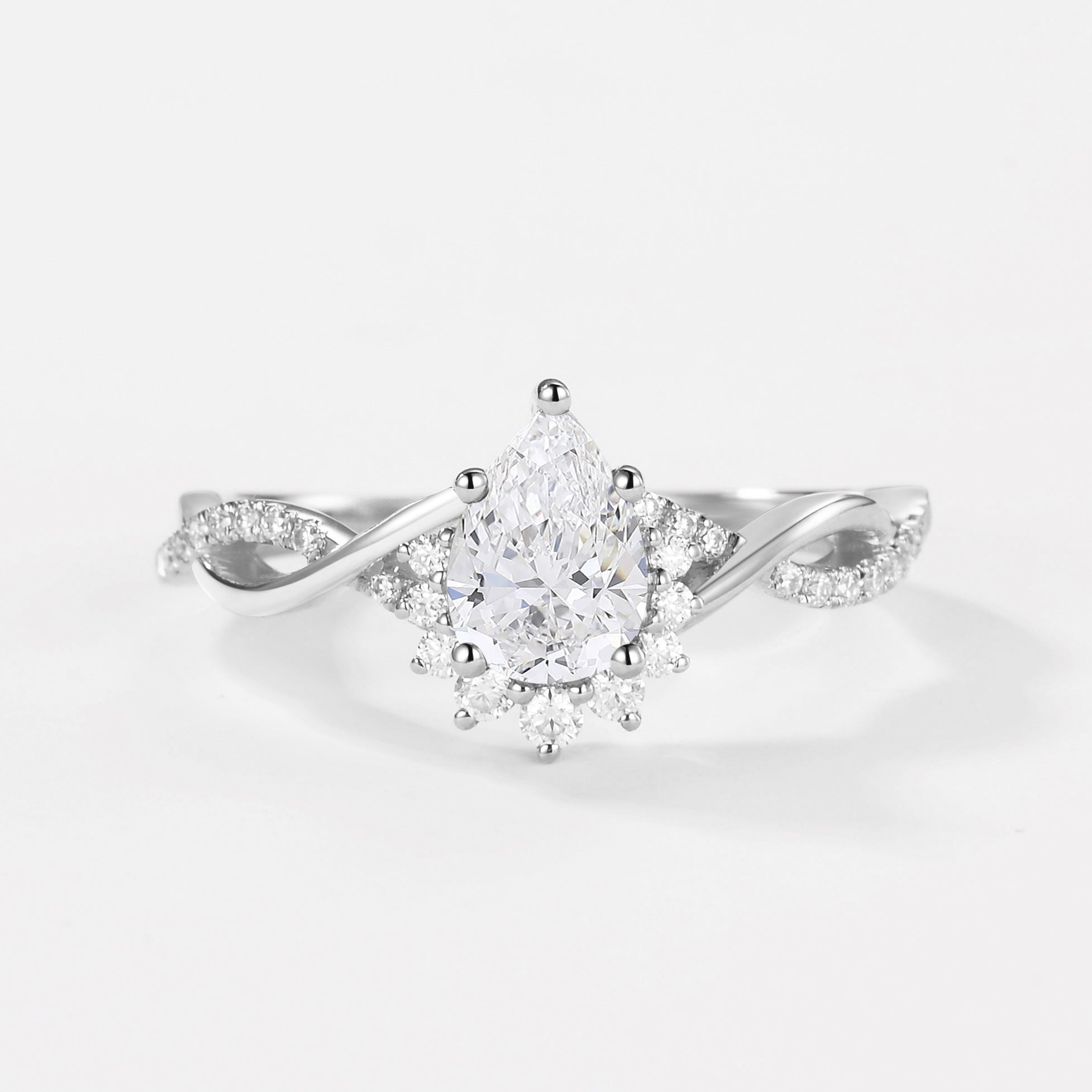 Pear Moissanite Infinity Engagement Ring – Elegant Wedding Band for Women, Durable 925 Sterling Silver, Perfect for Proposals & Anniversaries