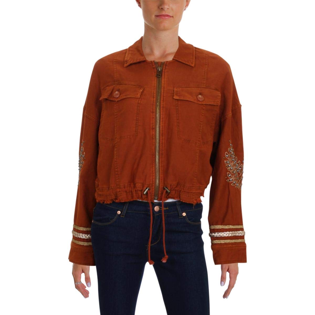 Free Women's Fall Denim Military Jacket - Stylish Vintage Outerwear for Autumn | Casual Wear, Outdoor Adventures & Street Fashion