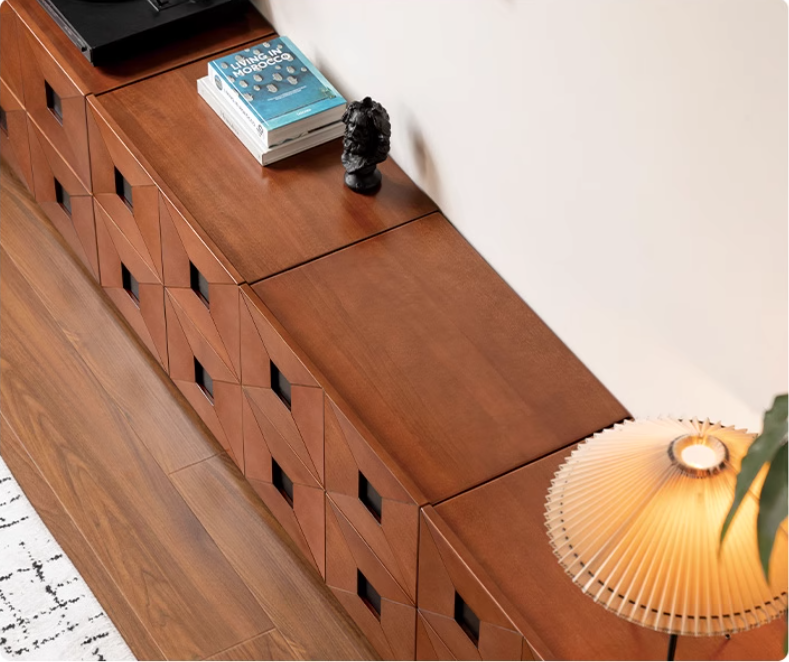 Solid Poplar Wood Modular Side Cabinet - Vintage Style Storage for Living Room, Bedroom & Office