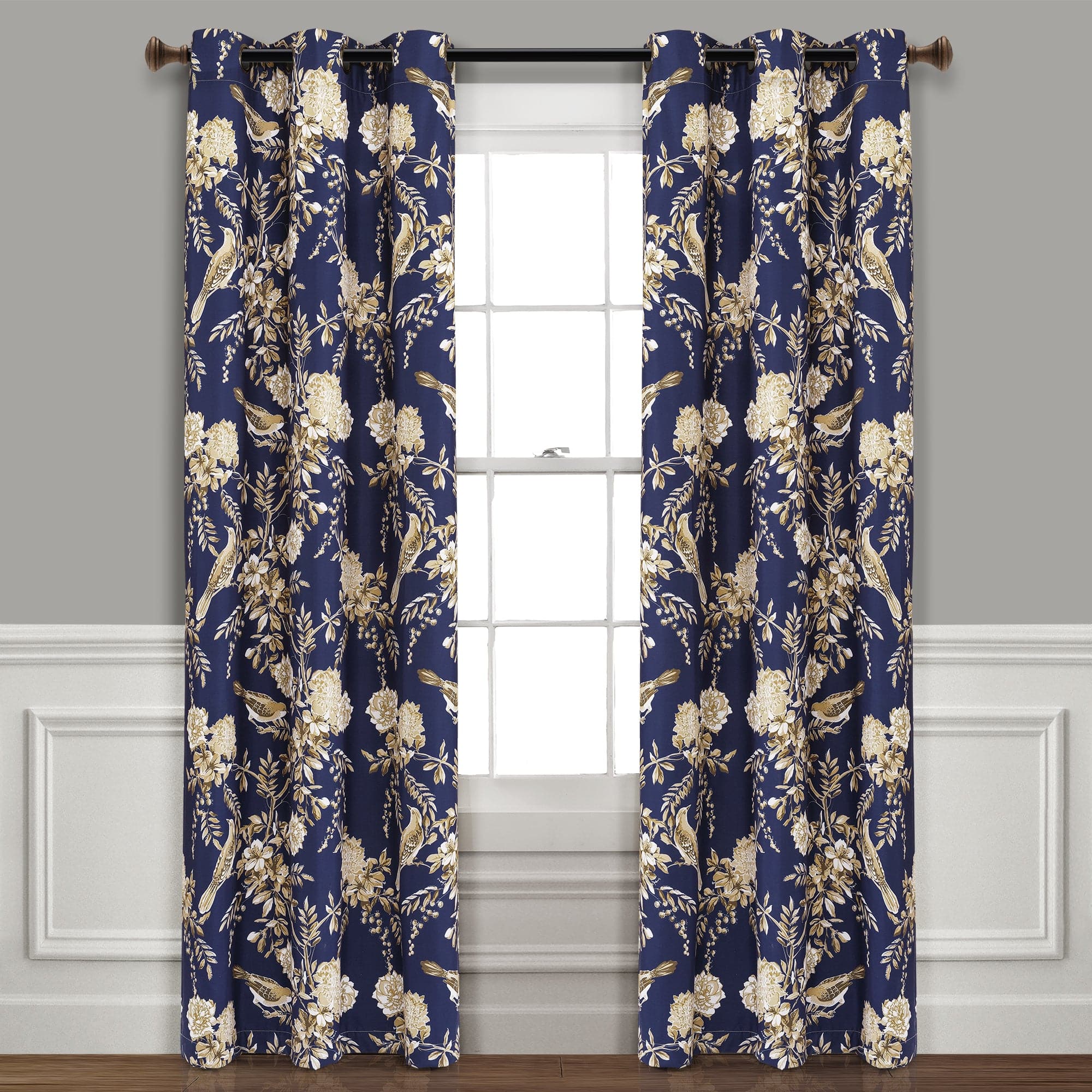 Farmhouse Style Blackout Curtains with Bird & Flower Design - Thermal Insulated Grommet Window Panels for Living Room & Bedroom - Noise Reducing & Energy Saving Home Decor