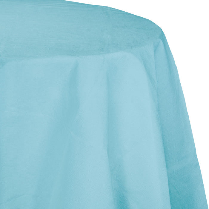12-Pack Bulk Pastel Blue Round Paper Tablecloths 82 Inch - Perfect for Birthday Parties, Baby Showers & Wedding Decorations