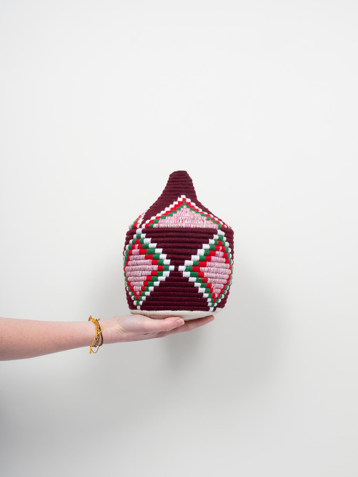 Authentic Moroccan Wool Pot No.325 - Handmade Home Decor for Boho & Farmhouse Style - Perfect for Planters, Storage & Cozy Kitchen Decor